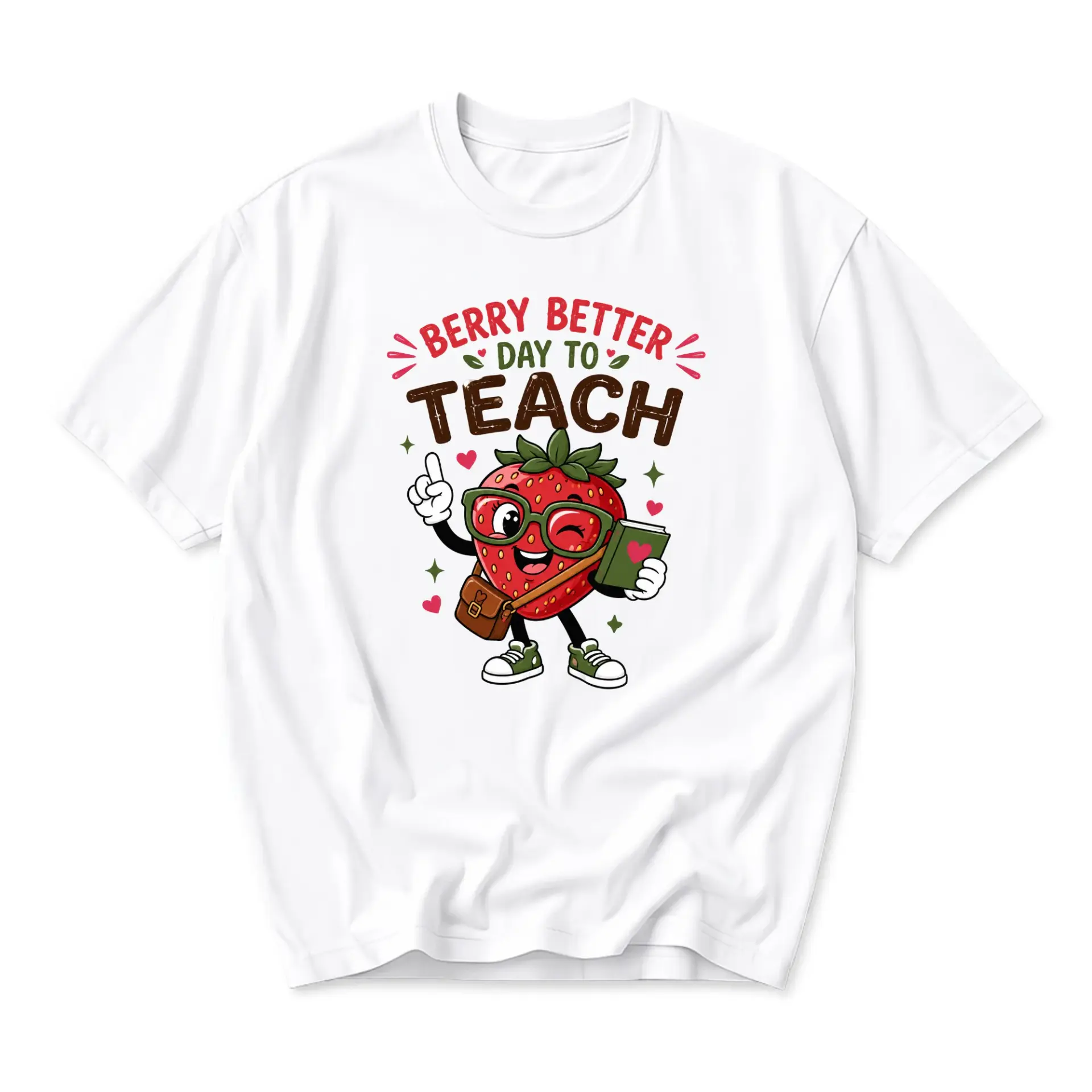 Graphic Tee Berry Better Day to Teach Funny Fruit Pun Shirt Unisex Cotton Casual Short Sleeve Crew Neck Top