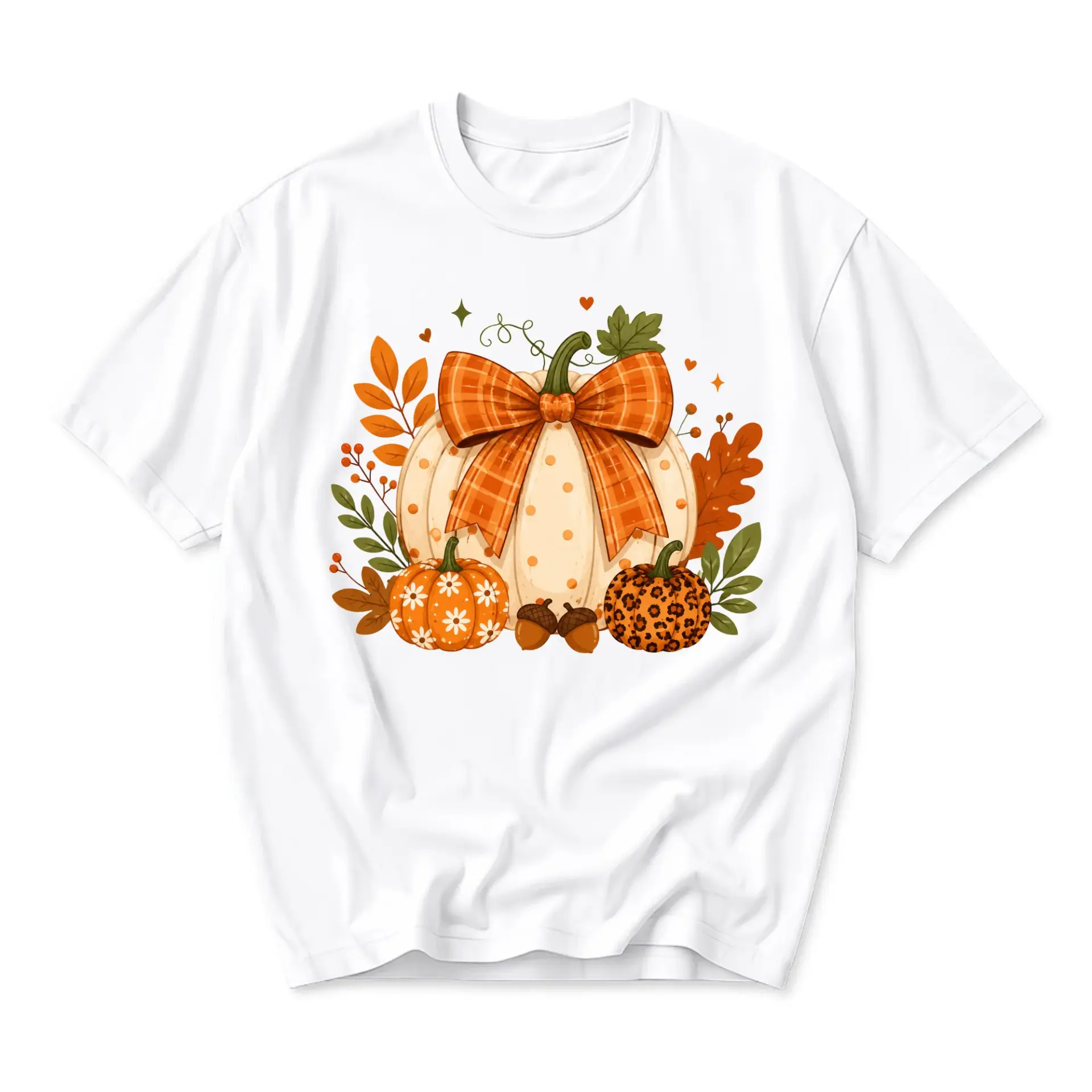 Graphic Tee Autumn Pumpkin Patch Print Unisex Crew Neck Casual Everyday Short Sleeve Cotton Blend T-Shirt