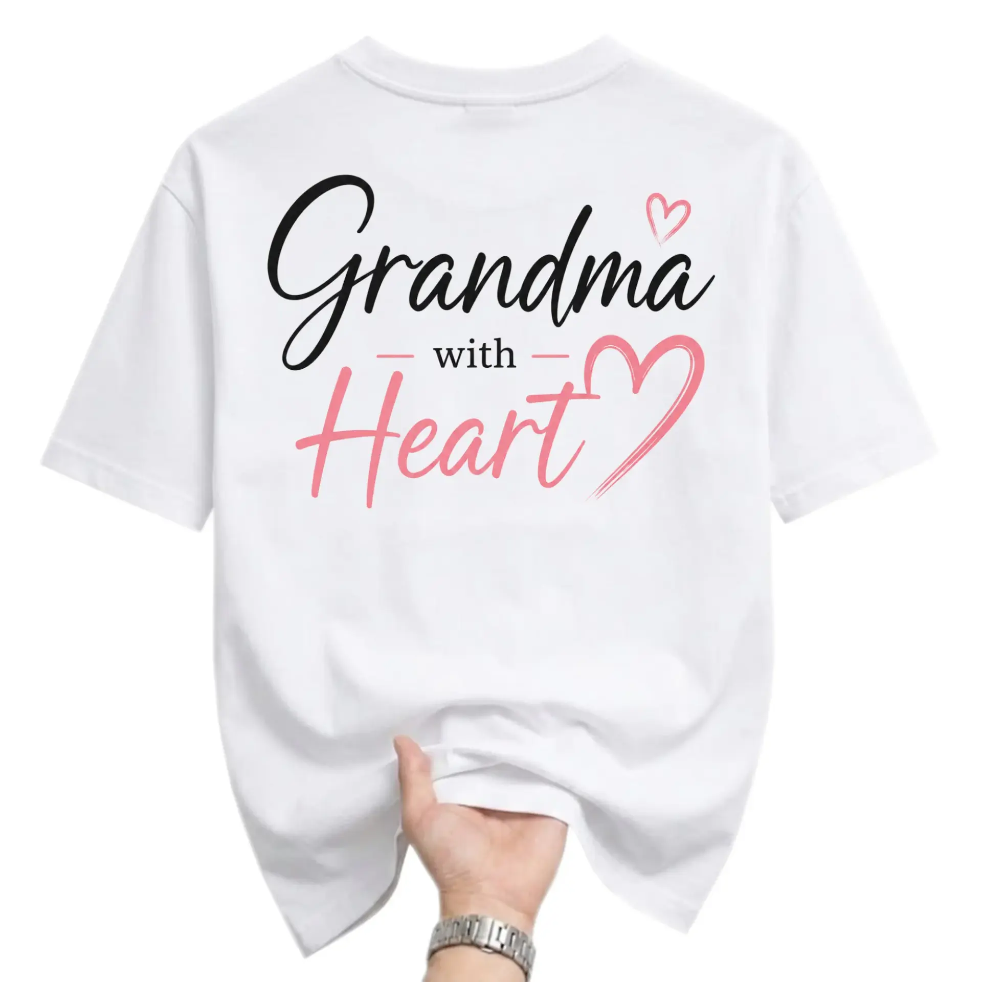 Graphic Tee Grandma with Heart Print Unisex Casual Everyday Crew Neck Soft Comfortable Cotton Blend Short Sleeve Shirt