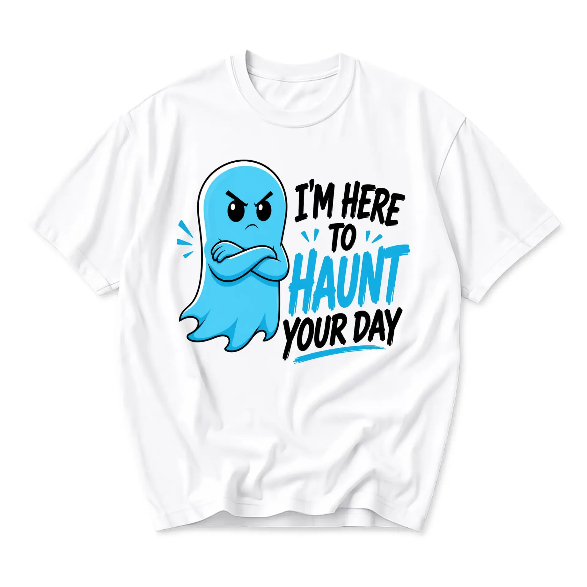 Funny Shirt I'm Here to Haunt Your Day Graphic Tee Unisex Crew Neck Casual Cotton Blend Short Sleeve Apparel