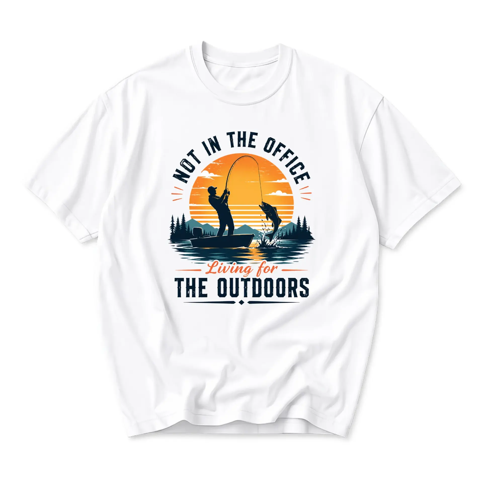 Funny Shirt Not in the Office Fishing Graphic Tee Outdoor Lover Unisex Crew