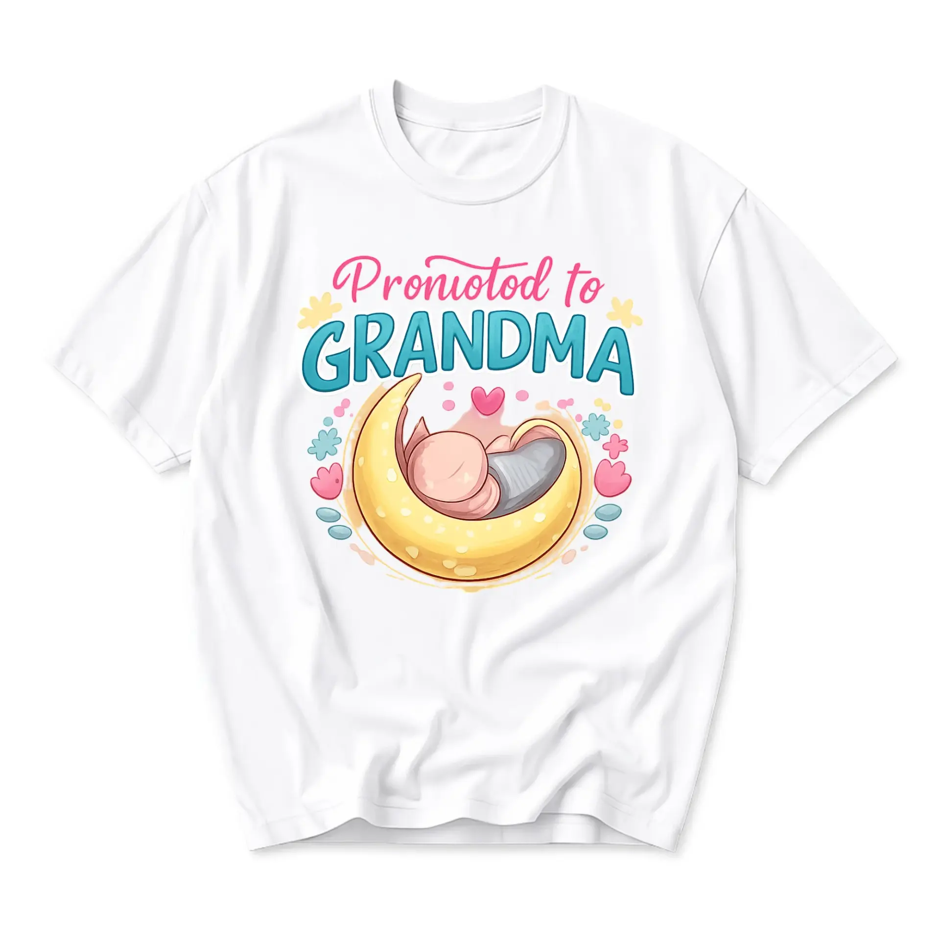 Graphic Tee Promoted to Grandma Unisex Crew Neck Shirt Casual Soft Cotton Everyday Apparel for Family Celebration