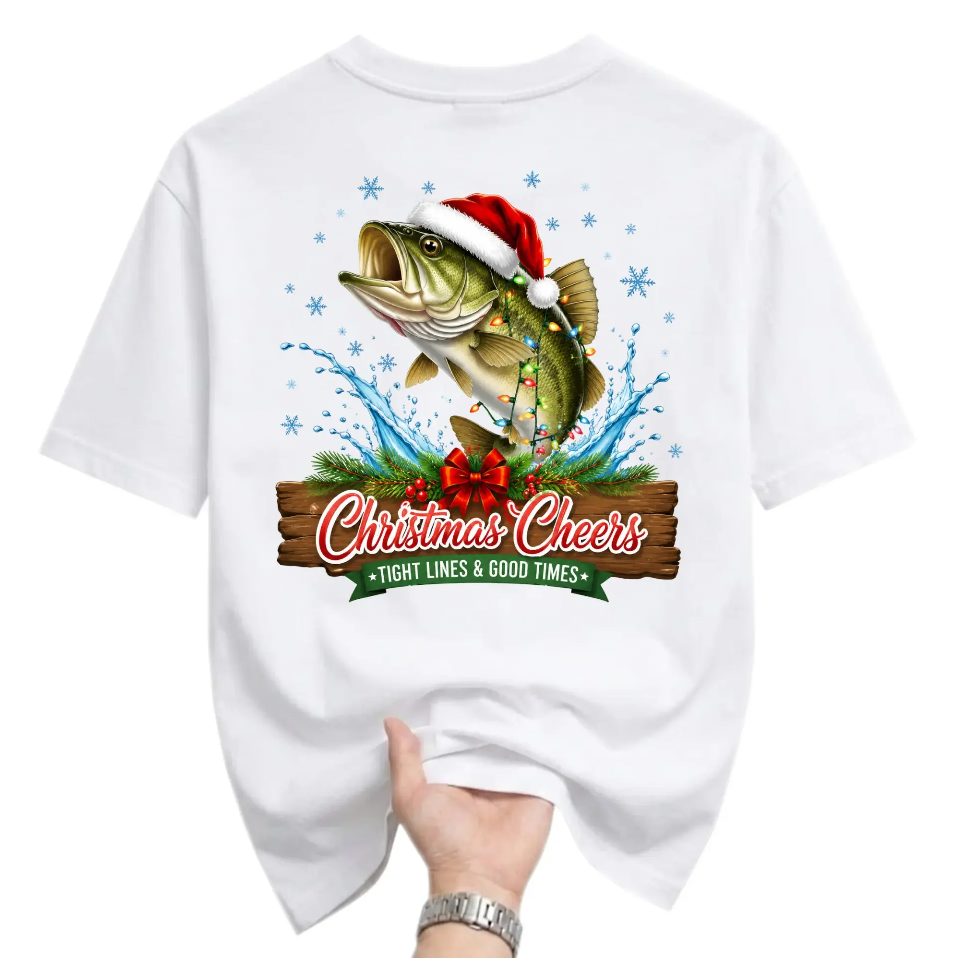 Funny Shirt Christmas Cheers Fishing Graphic Tee Unisex Casual Apparel