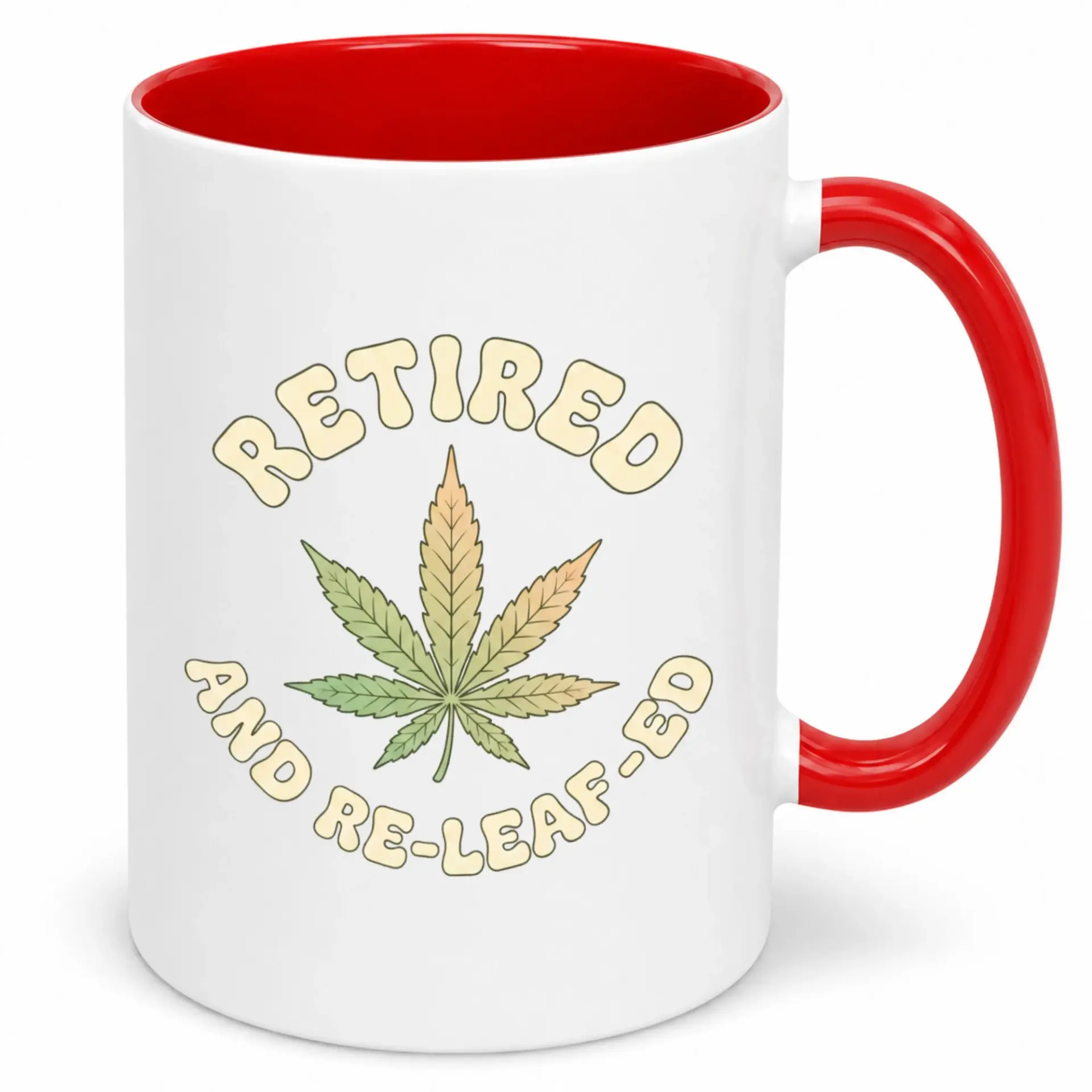 Funny Retired Ceramic Coffee Mug with Cannabis Design Unique Pot Themed Gift for Retirees 11 Oz or 15 Oz Drinkware