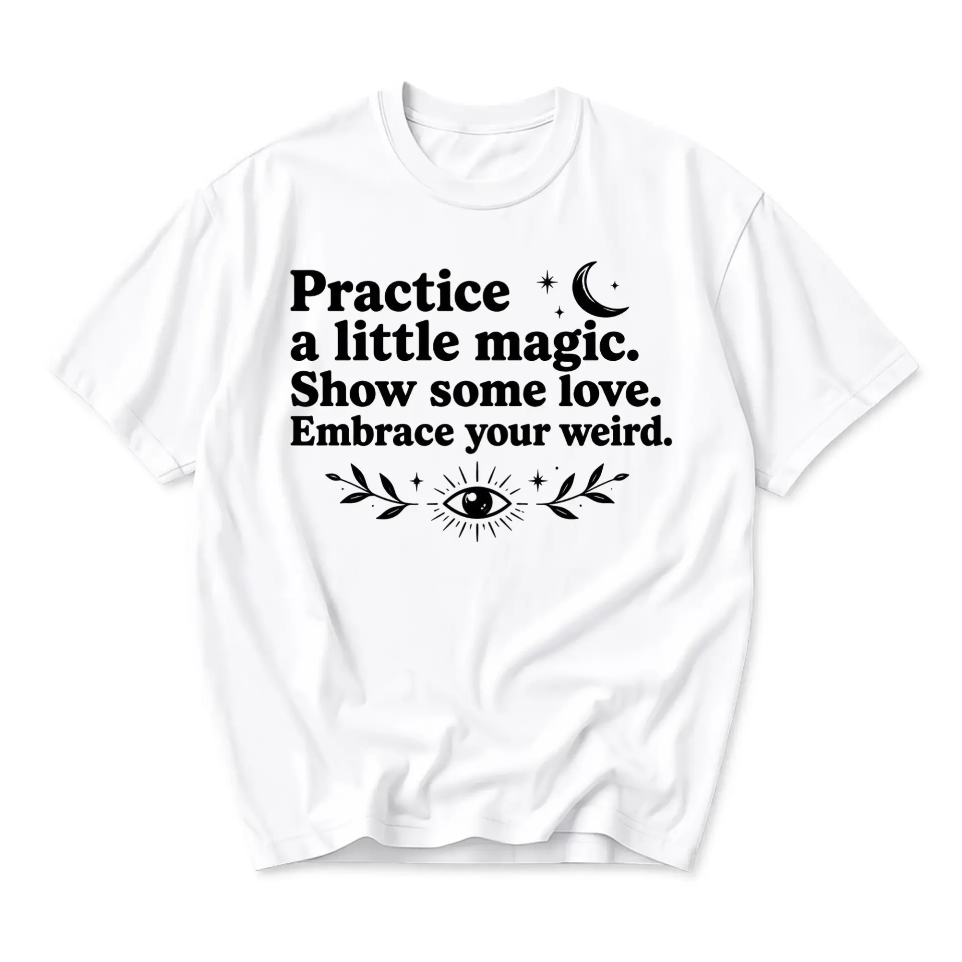 Graphic Tee Practice a Little Magic Celestial Eye Design Unisex Casual Crew Neck Short Sleeve Cotton Blend T-Shirt
