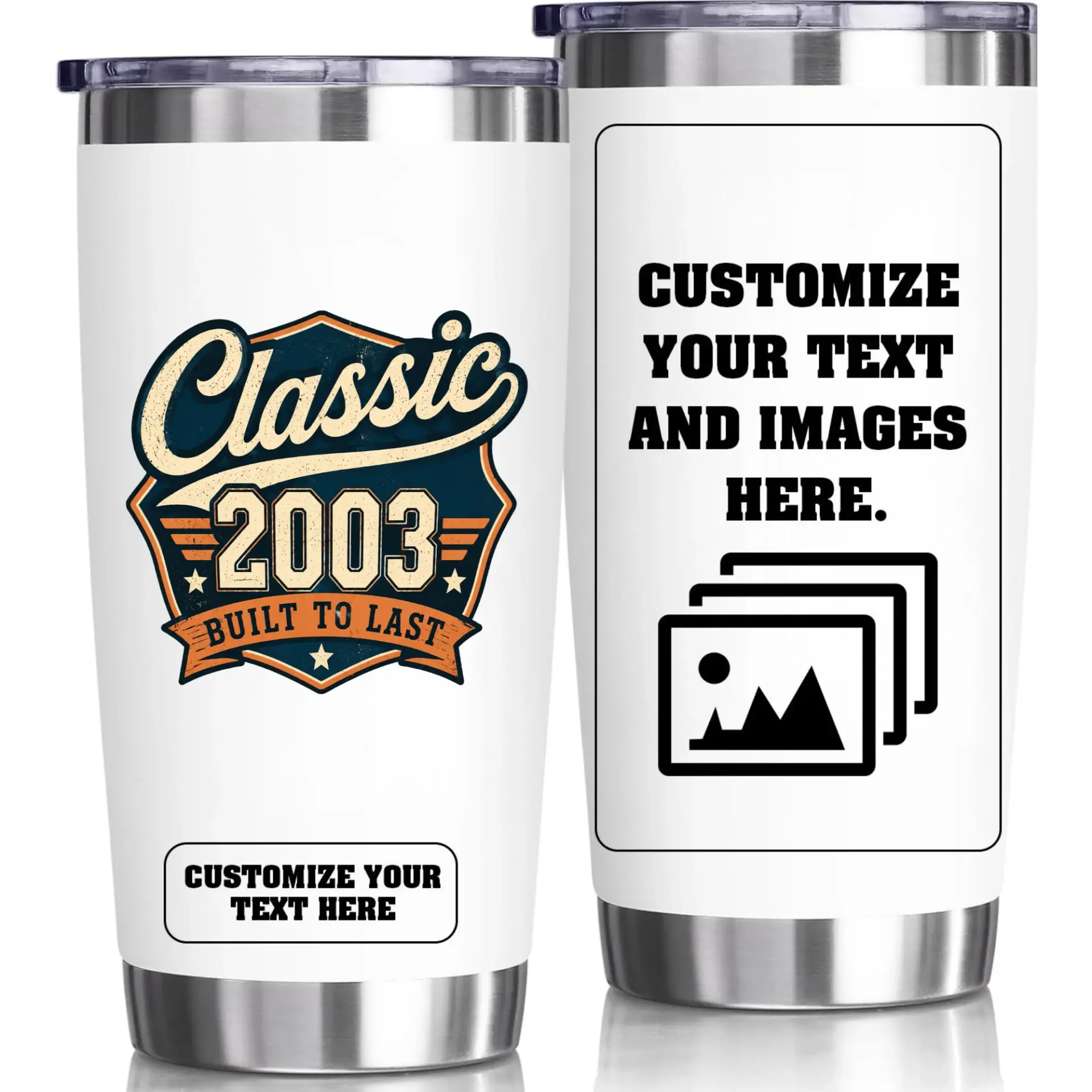 Stainless Steel Tumbler 20oz Classic 2003 Built to Last Personalized Insulated Travel Mug for Hot and Cold Beverages
