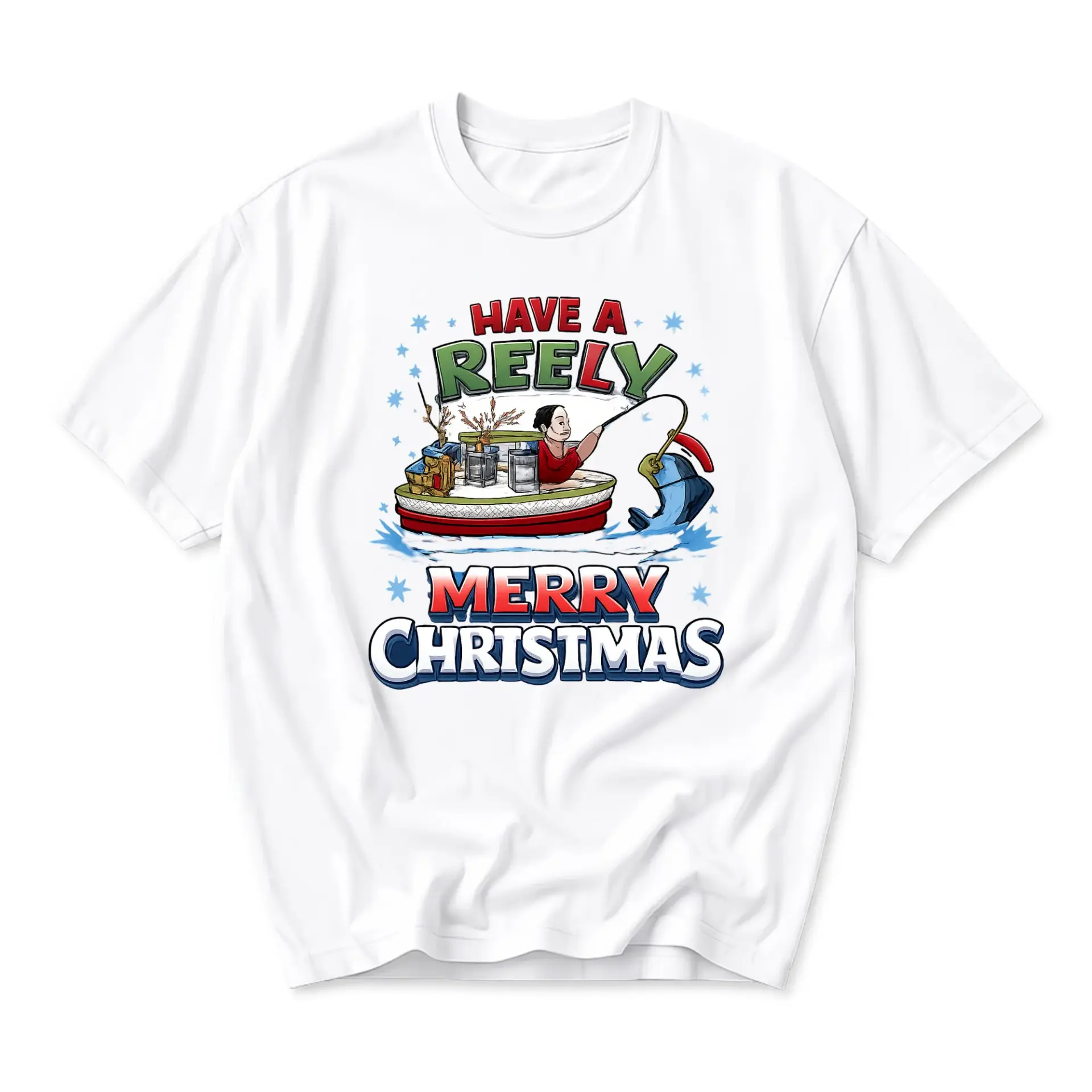 Funny Shirt Have a Merry Christmas Graphic Tee Fishing Holiday Humor