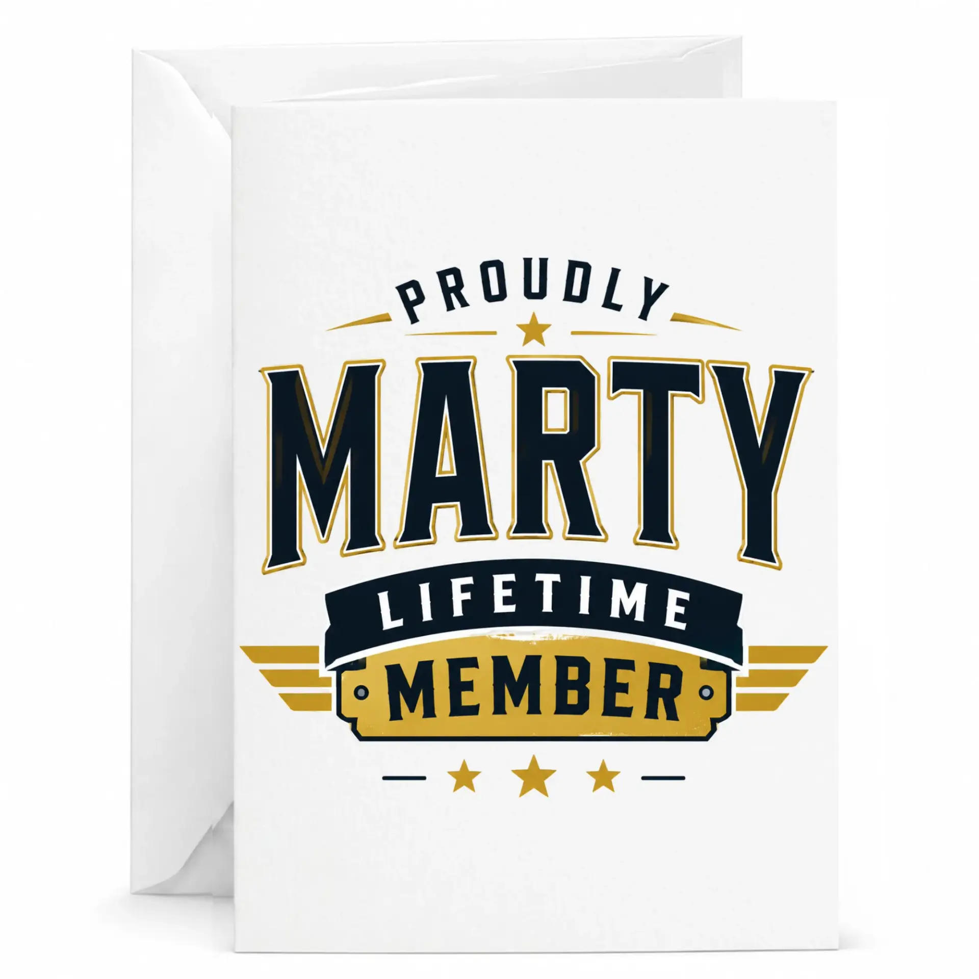 Greeting Card Proudly Marty Lifetime Member Personalized Aesthetic Stationery Note Card for Special Occasions
