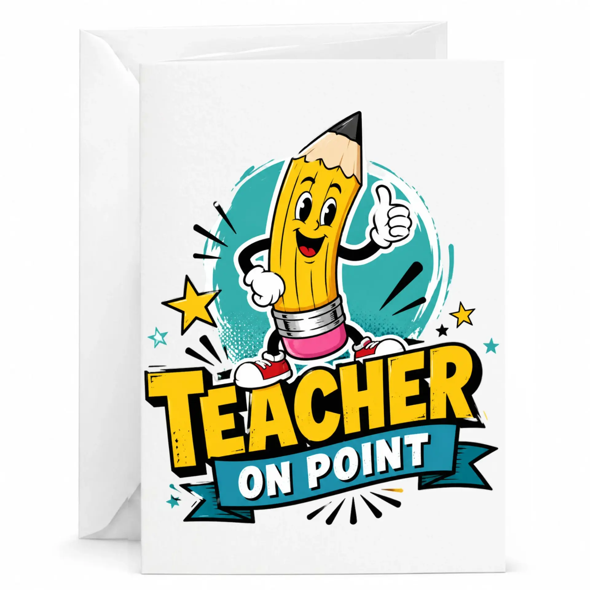 Funny Teacher Greeting Card for Appreciation and Encouragement with Matching Envelope 5x7 Inches