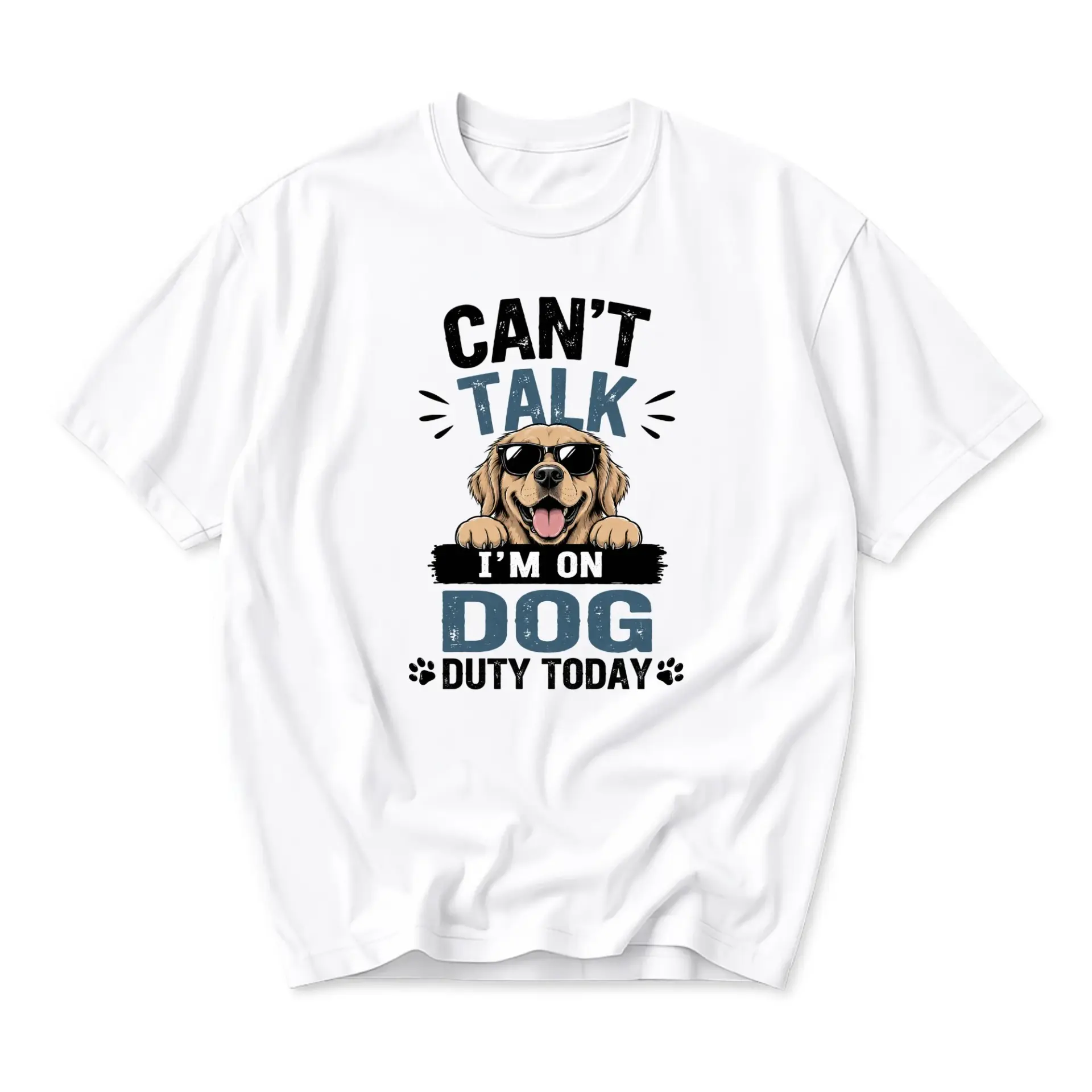 Funny Shirt Can't Talk I'm on Dog Duty Today Graphic Tee Casual Crew Neck