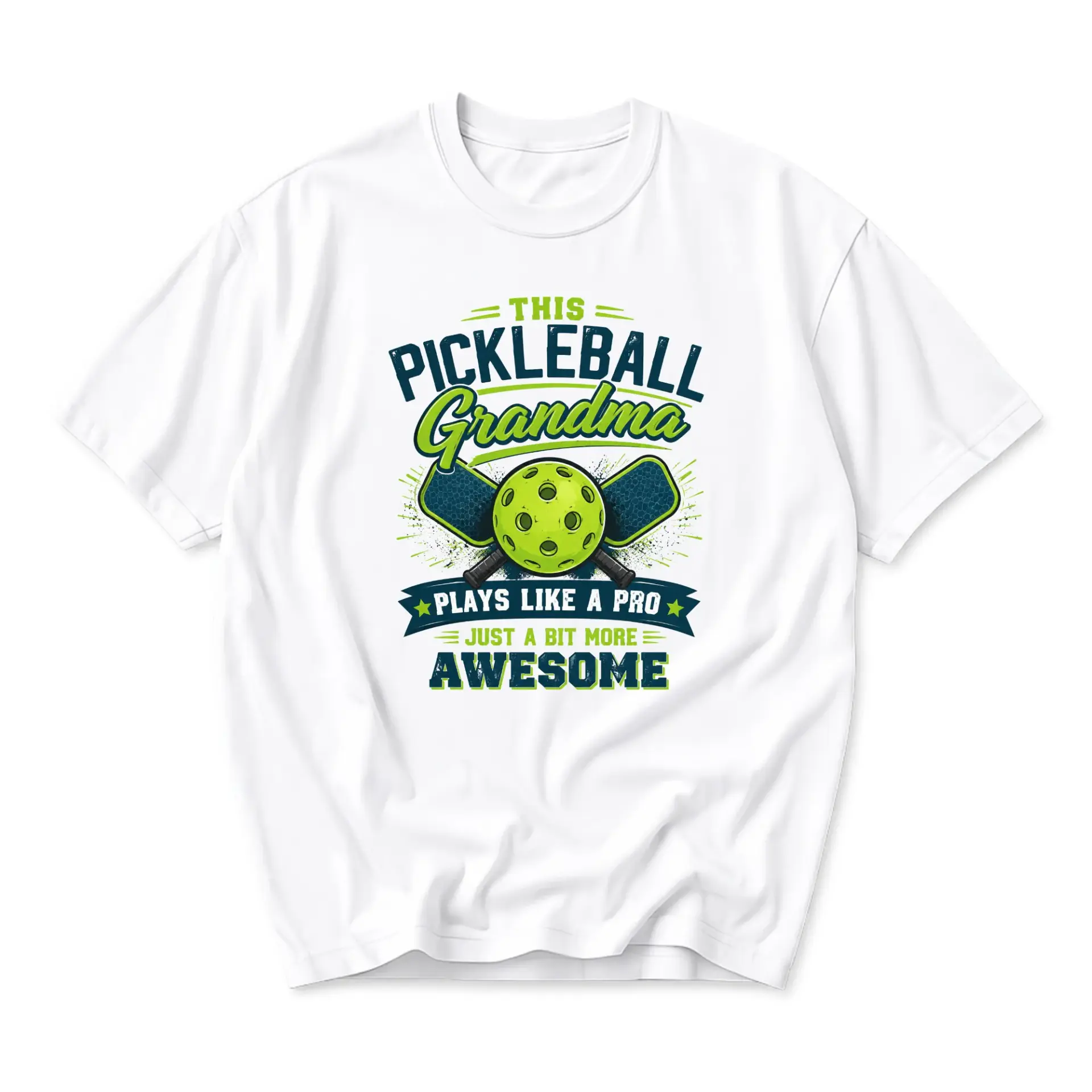 Funny Shirt Pickleball Grandma Plays Like Unisex Graphic Printed T-Shirt Casual Everyday Sporty Apparel White