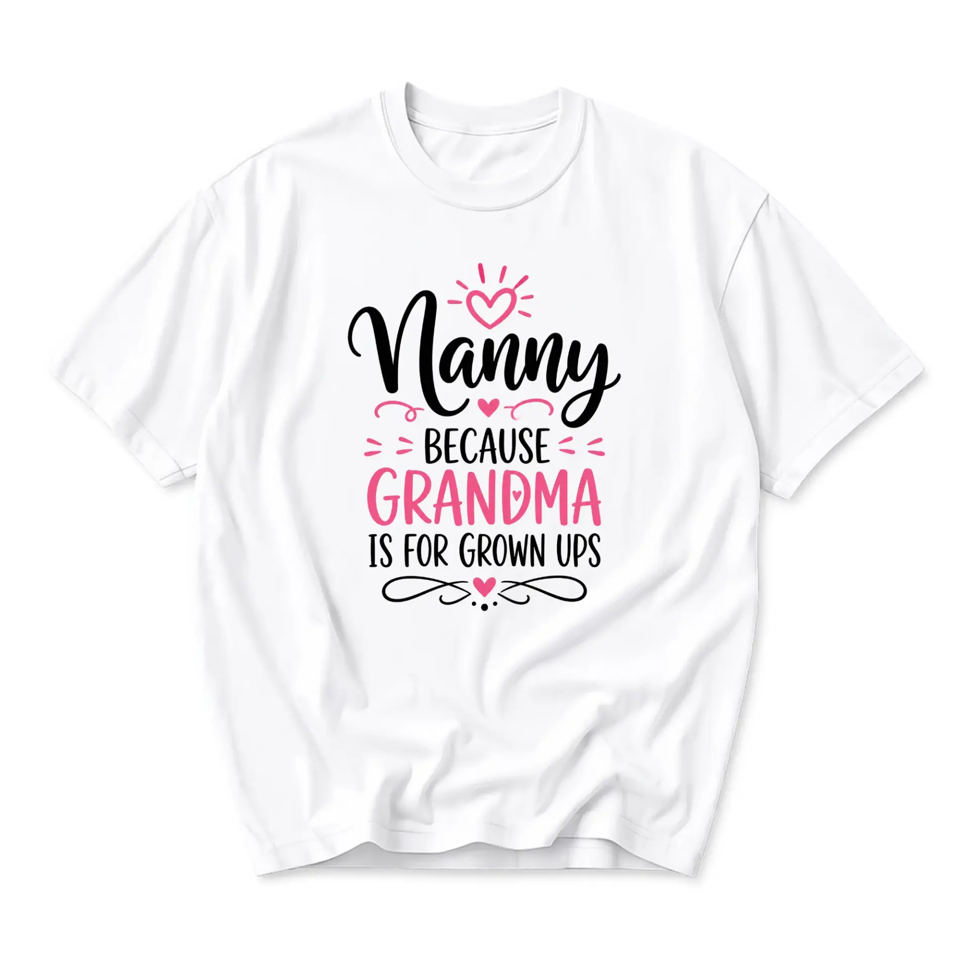 Funny Shirt Nanny Because Grandma Is for Graphic Tee Casual Unisex Crew Neck Short Sleeve Cotton Top