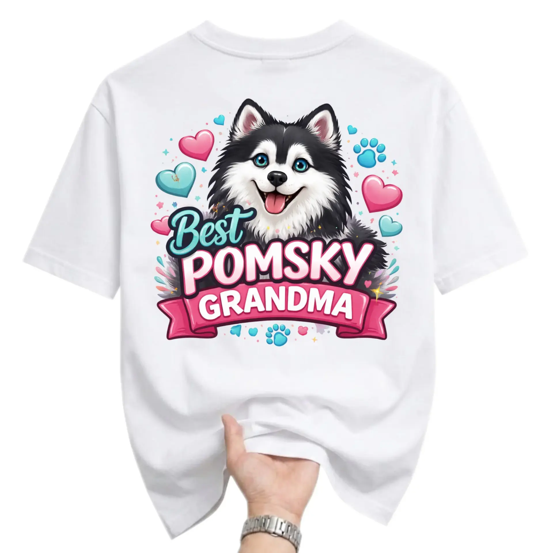 Graphic Tee Best Pomsky Grandma Dog Lover Unisex Casual Shirt Soft Cotton Crew Neck Everyday Apparel Gift for Owners