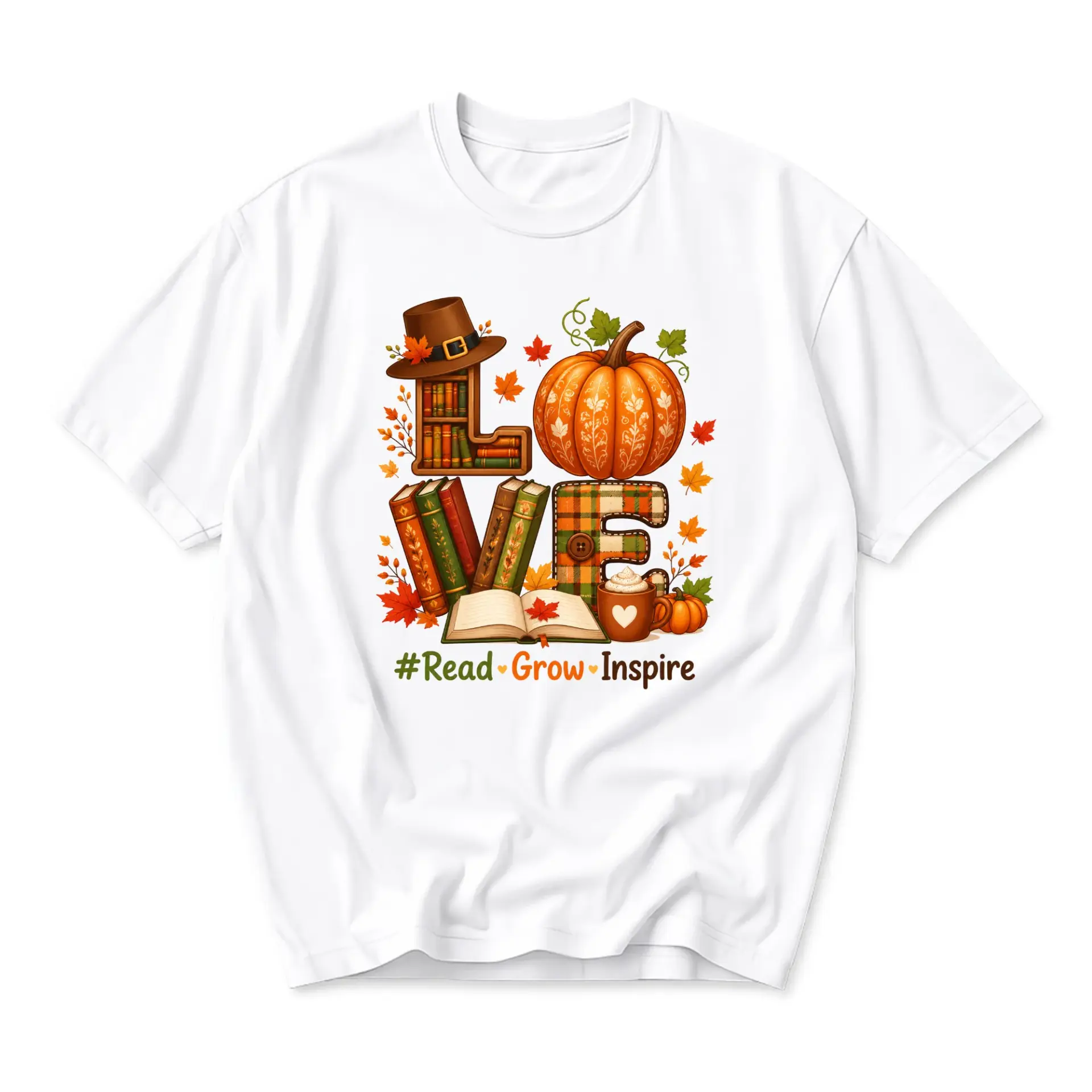 Funny Shirt Love Books Autumn Graphic Tee Seasonal Reading Inspired Apparel for Book Lovers Casual Cotton Crew Neck