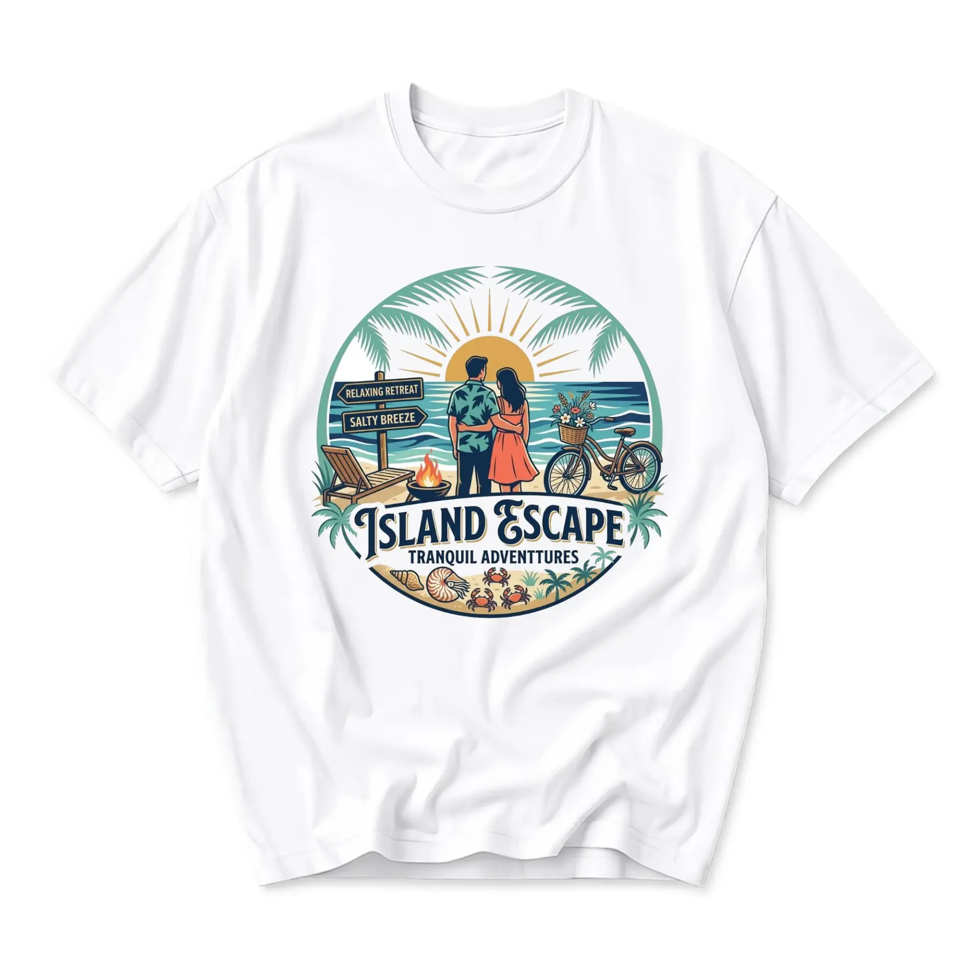 T-shirt Island Escape Graphic Tee Tropical Beach Vacation Apparel for Relaxing Summer Style and Casual Daily Wear