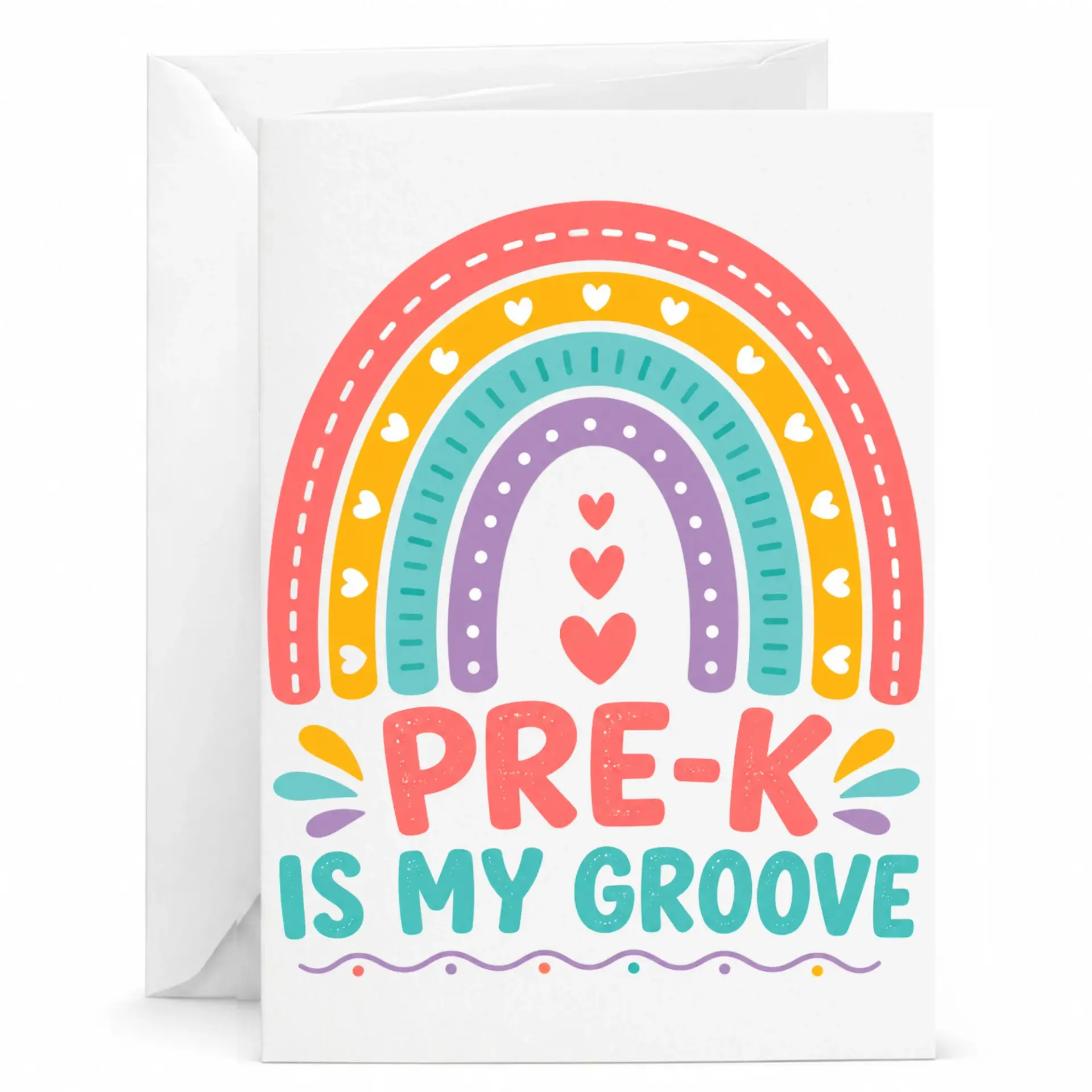 Funny Greeting Card Pre-K Is My Groove Rainbow Design Professional Matte Cardstock for Personal Messages and Notes