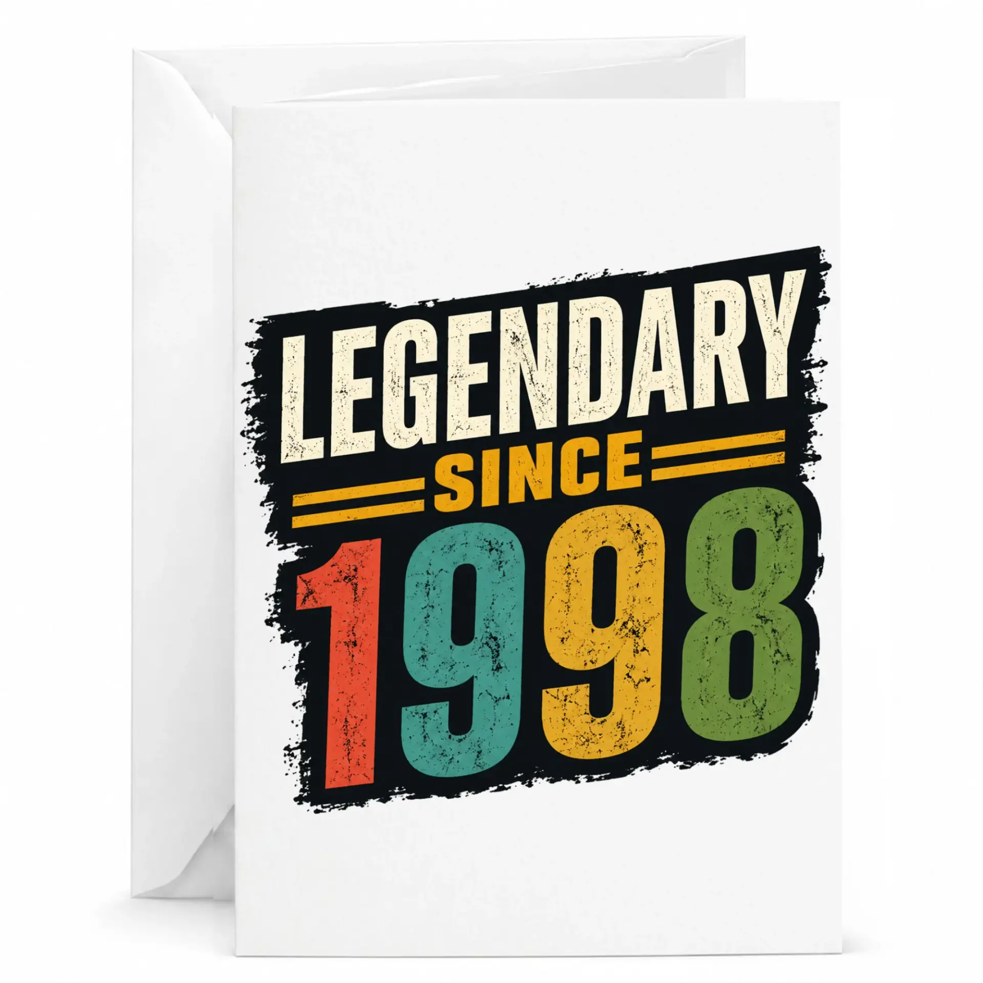 Birthday Card Legendary Since 1998 Vintage Style Greeting Card for Milestone Celebration with Matching White Envelope