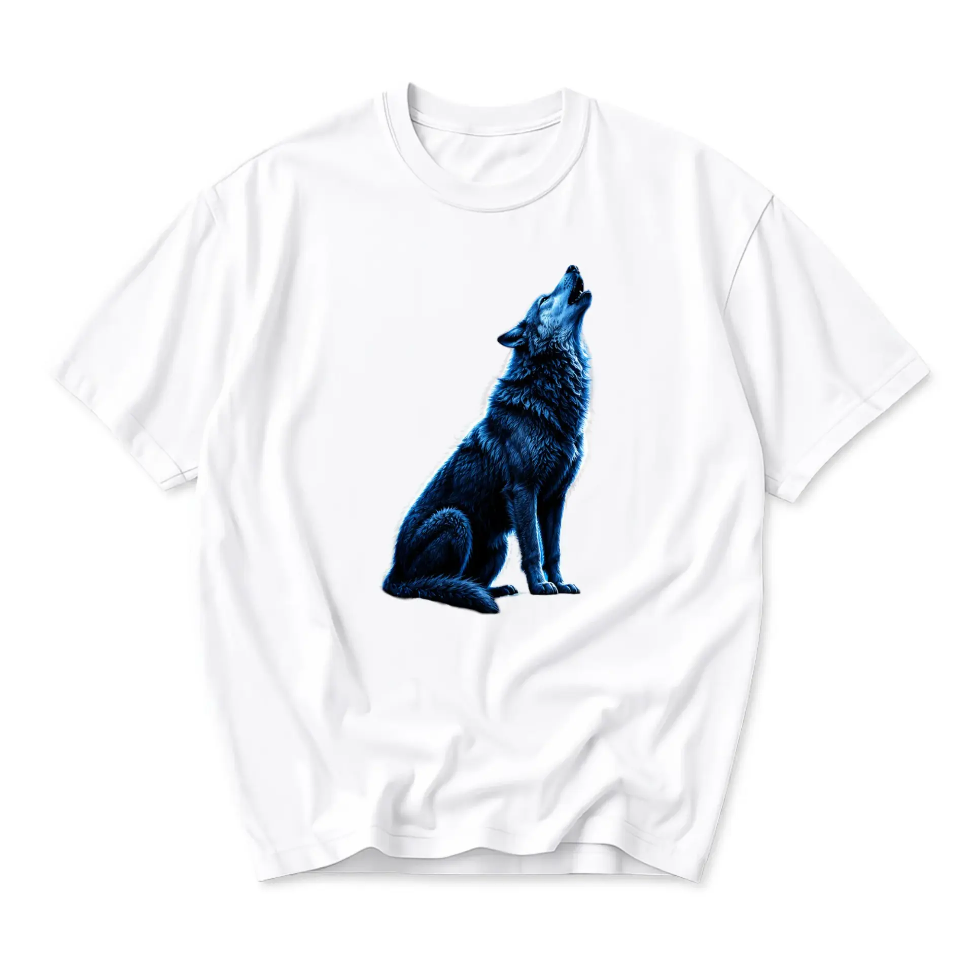 Graphic Tee Unisex Wolf Howling Print Cotton Shirt for Casual Everyday Style and Comfortable Short Sleeve Apparel