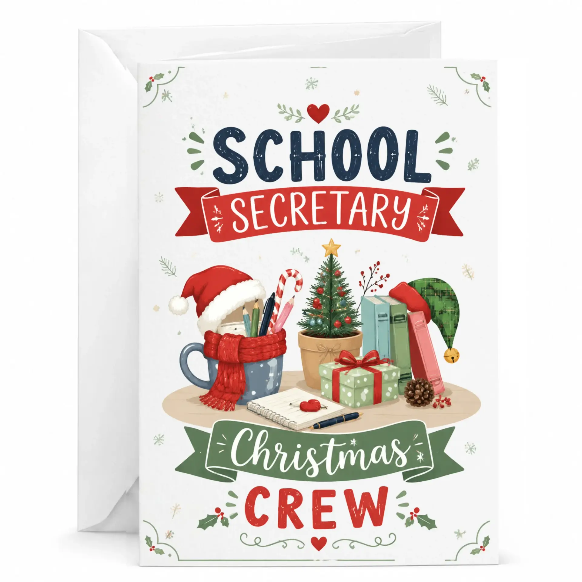 Greeting Card for School Secretary Christmas Crew Professional Appreciation Holiday Note for Workplace Staff Member