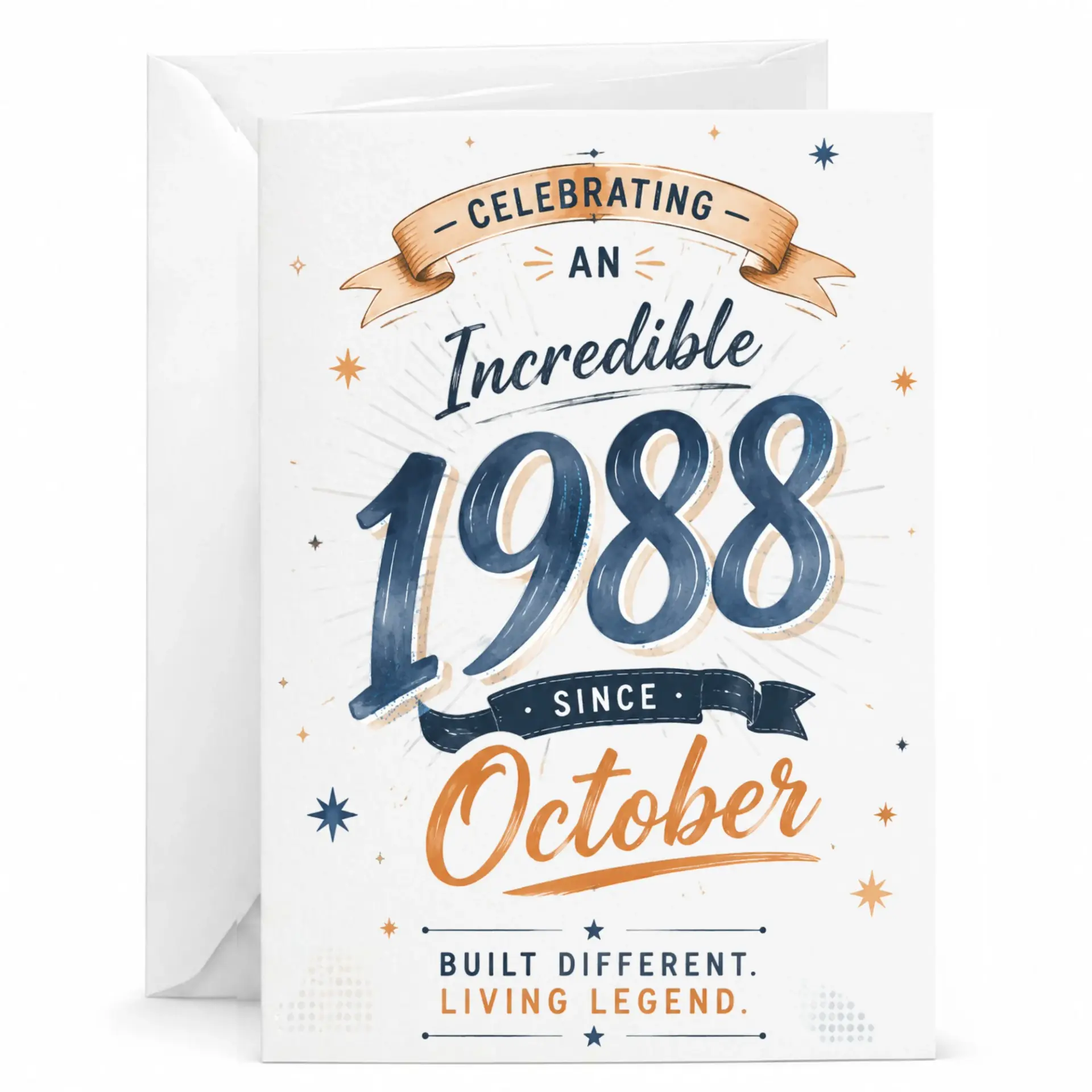 Birthday Card Celebrating an Incredible 1988 Since October Living Legend Design 5x7 Folded Greeting Card with Envelope