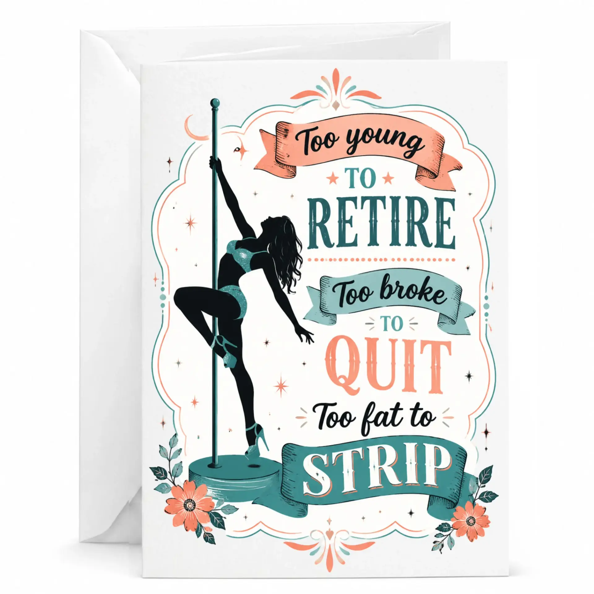 Funny Retirement Greeting Card for Coworker or Friend Humorous Adult Joke Design Birthday or Work Anniversary