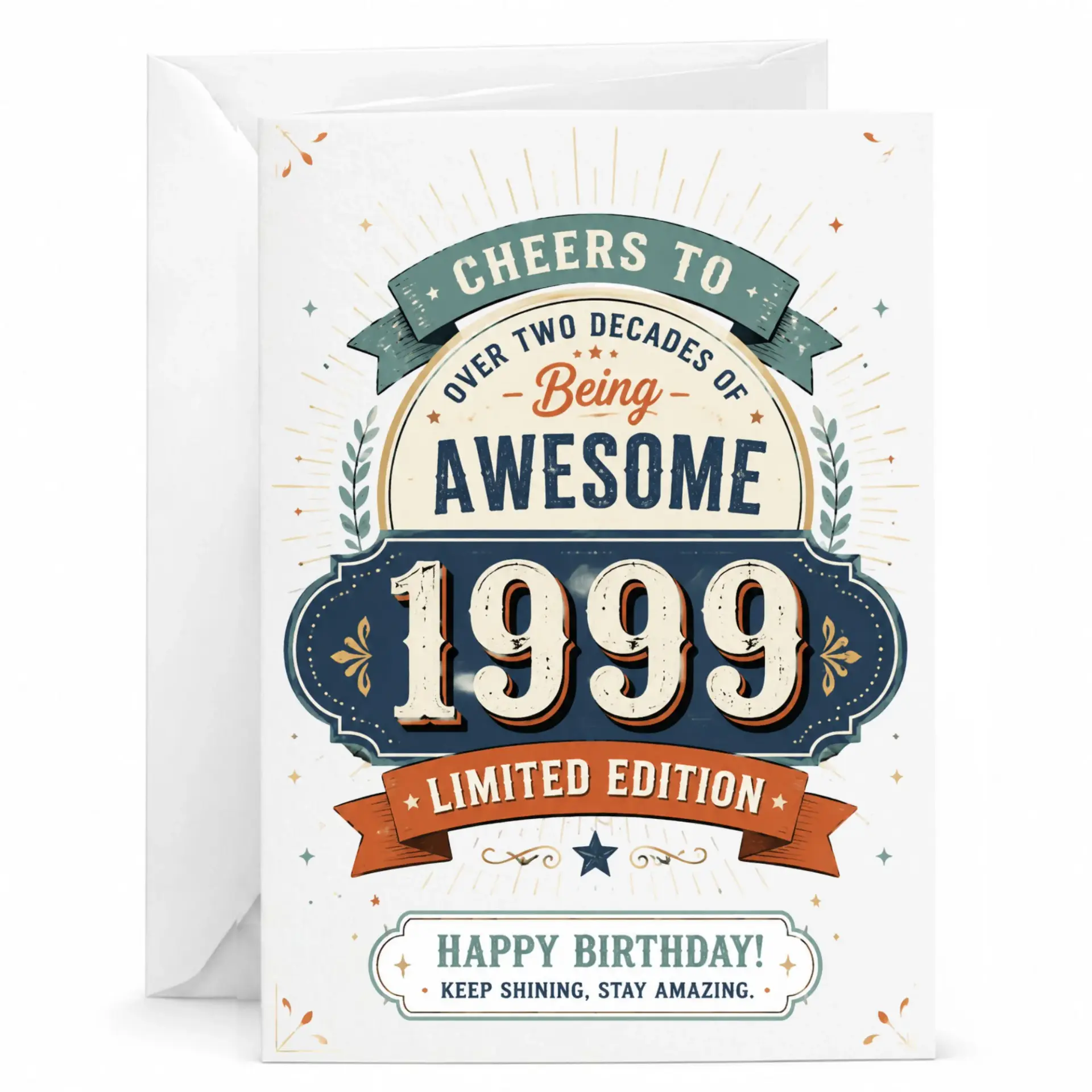 Birthday Card Vintage 1999 Limited Edition Greeting Card for Milestone Celebration Aged to Perfection Keepsake