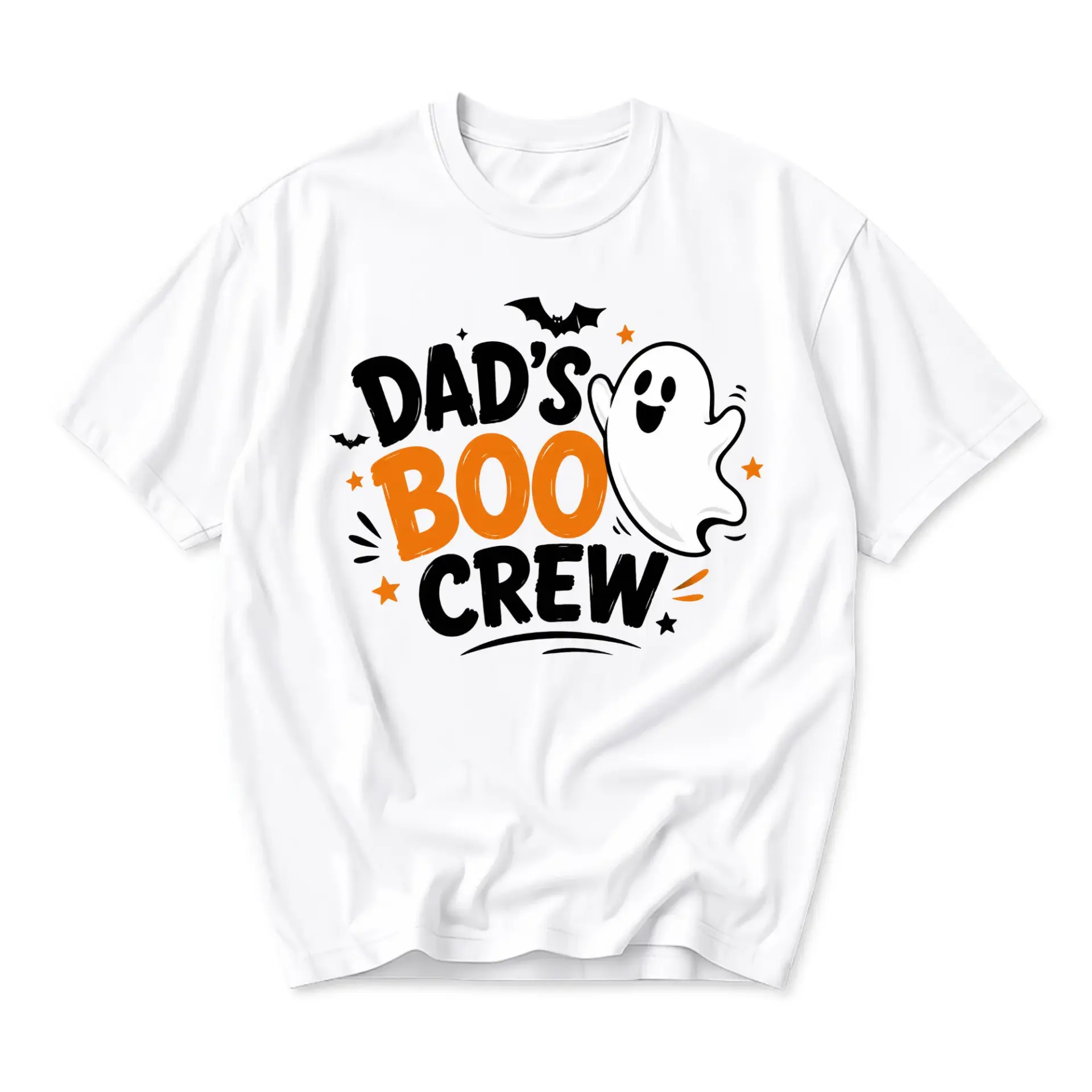 Graphic Tee Dad's Boo Crew Unisex T-Shirt Funny Halloween Spooky Ghost Printed Apparel for Casual Everyday Outfits