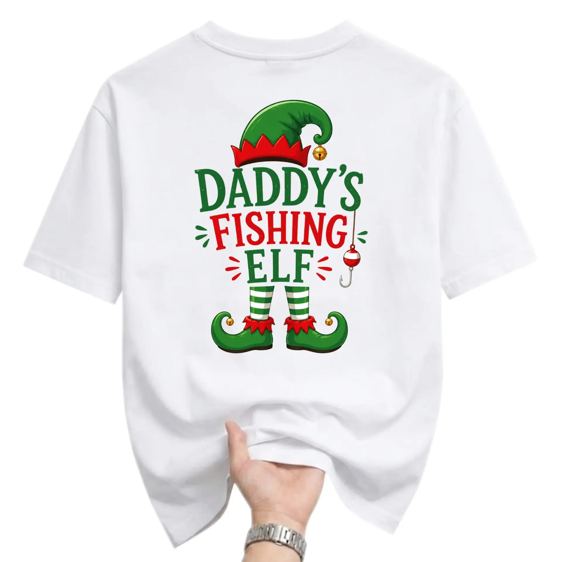 Funny Shirt Daddy's Fishing Graphic Tee Unisex Crew Neck Casual Cotton Blend Apparel for Holiday Season Fun