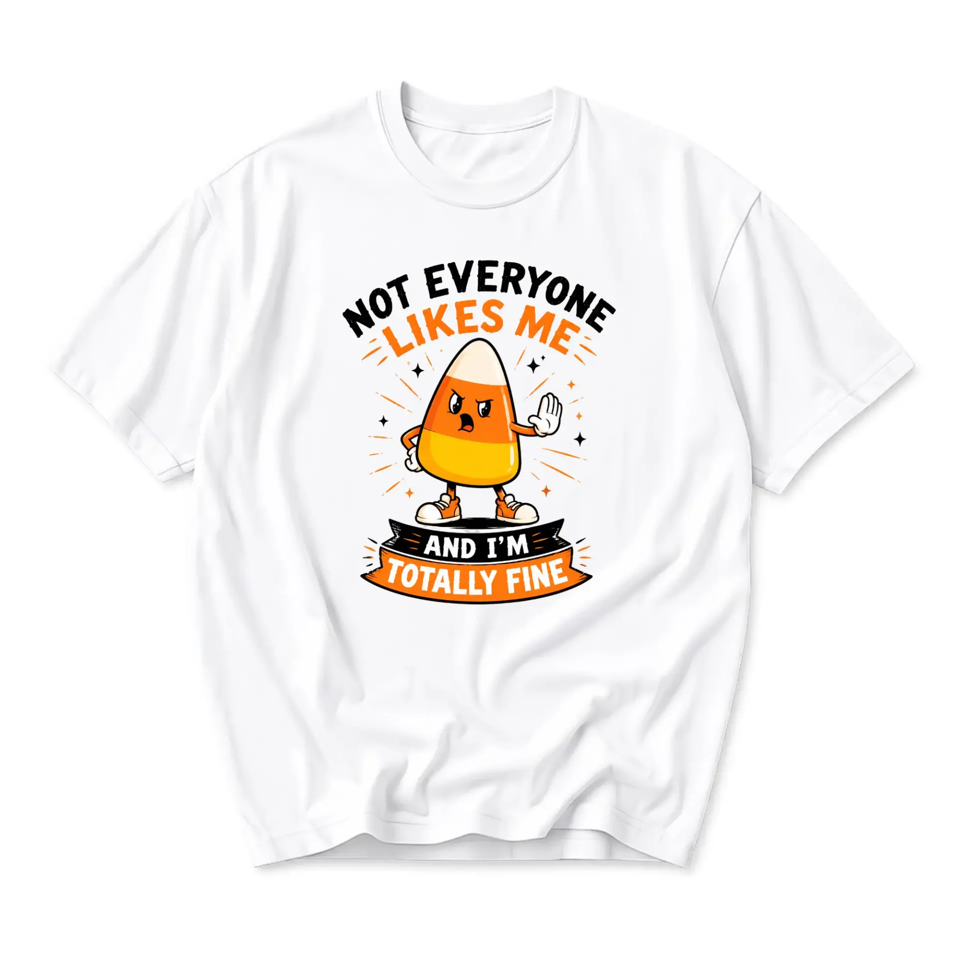 Funny Shirt Not Everyone Likes Me Candy Corn Graphic Tee Casual Short Sleeve Unisex Cotton Blend Crew Neck Apparel