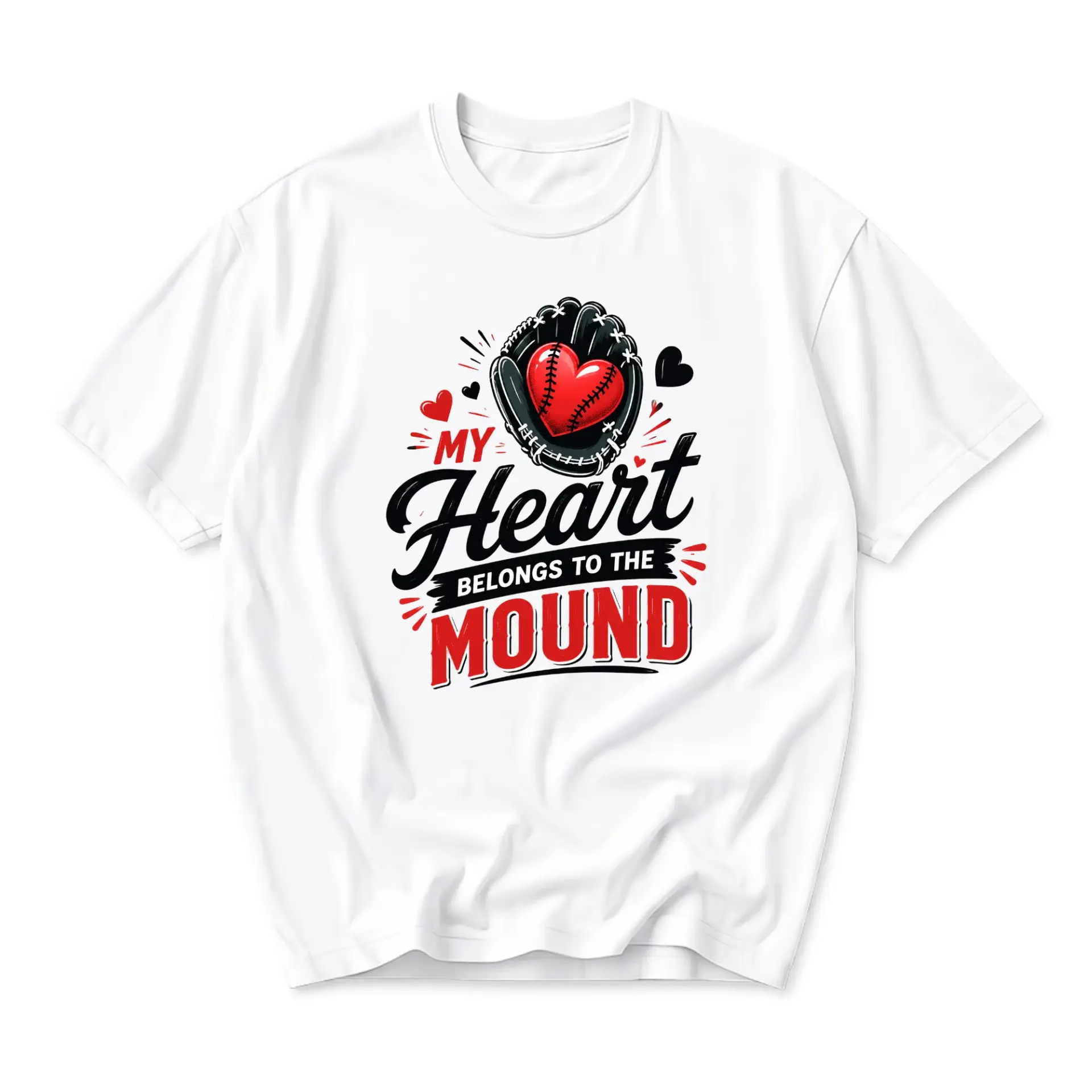 Graphic Tee My Heart Belongs to the Mound Baseball Inspired Unisex Crew Neck Casual Cotton Blend Soft Comfortable Shirt