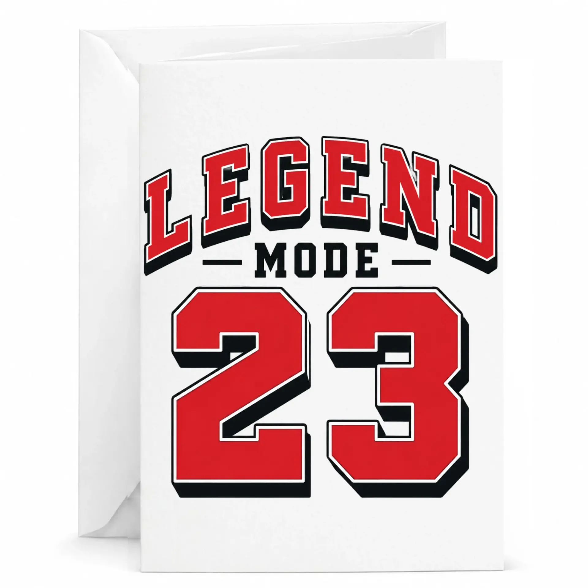 Birthday Card Legend Mode 23 Athletic Typography Design Funny Greeting Card for Milestone Year Celebrations 5x7 Inches