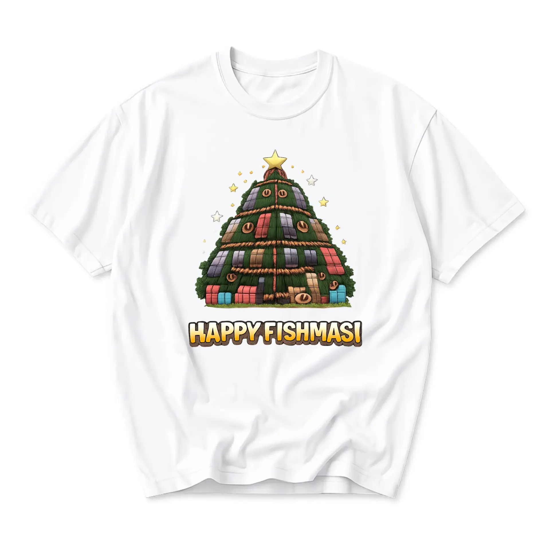 Funny Shirt Happy Fishmasi Graphic Tee Casual Holiday Cotton Blend Unisex