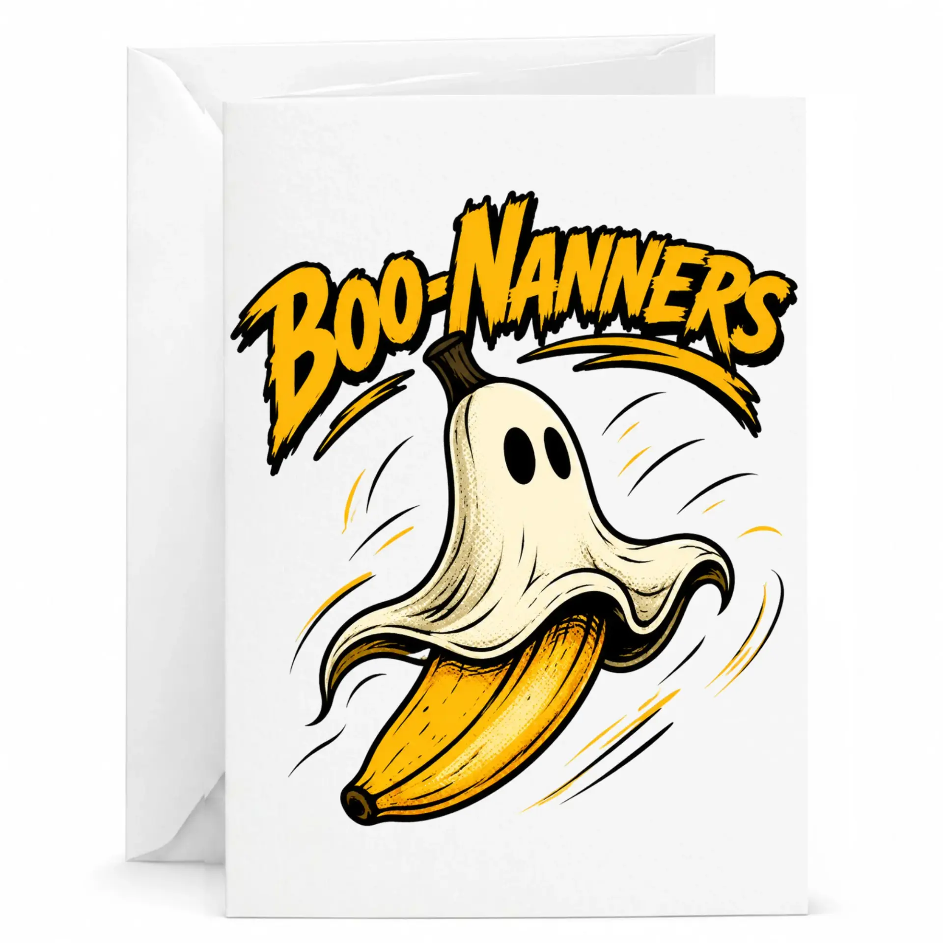 Funny Boo-Nanners Banana Greeting Card with Envelope Humorous Food Pun Stationery for Any Occasion 5x7 Inches