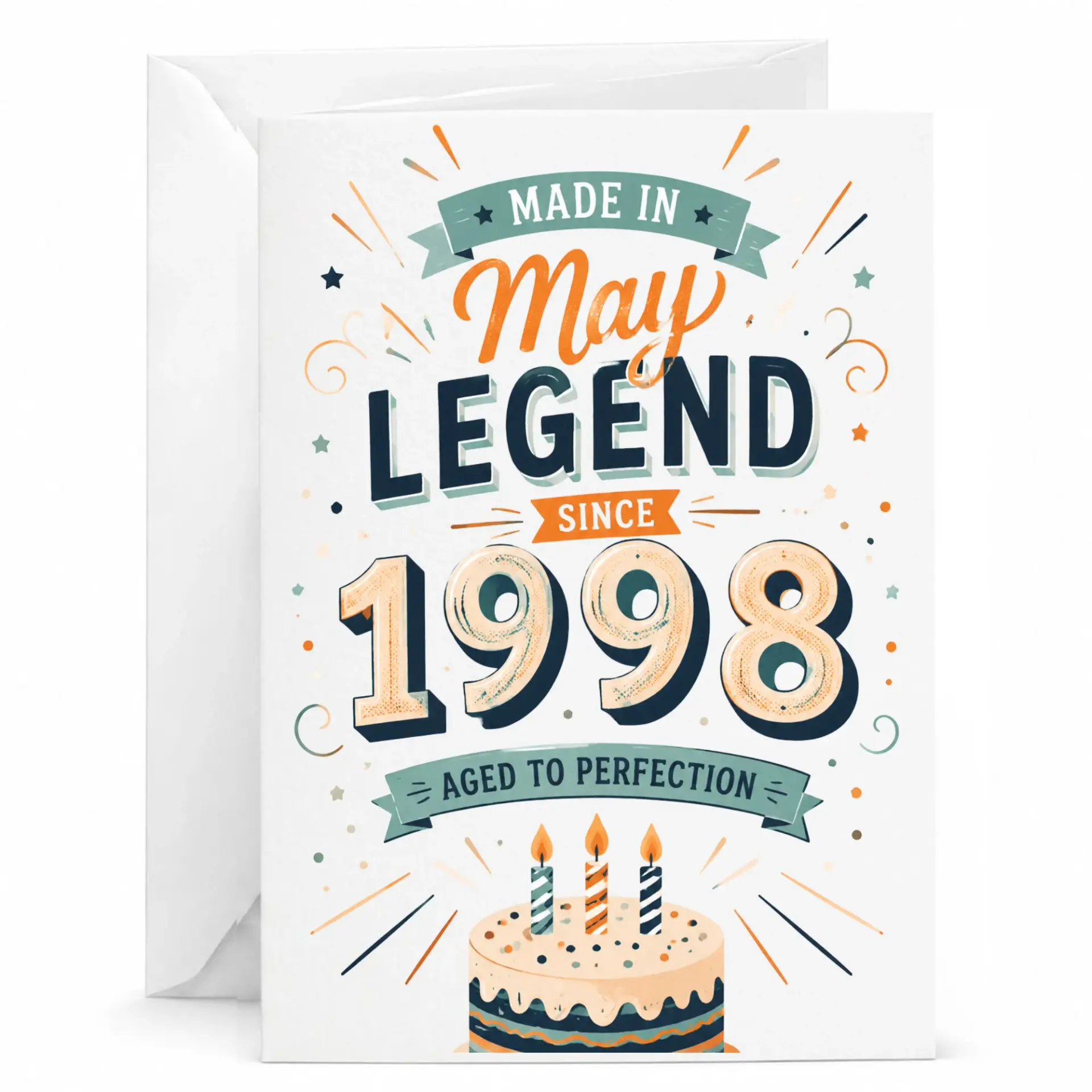 Birthday Card Made in May Legend Since 1998 Aged to Perfection Greeting Card for Birthday Celebration