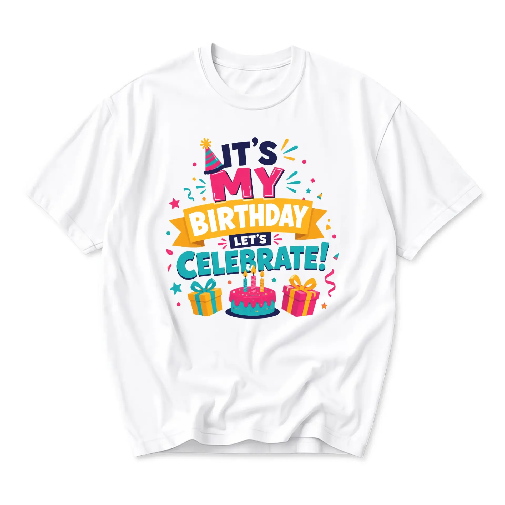 Funny Shirt It Is My Birthday Let Is Celebrate Graphic Tee Unisex Casual Crew Neck Soft Cotton Everyday Outfit Apparel