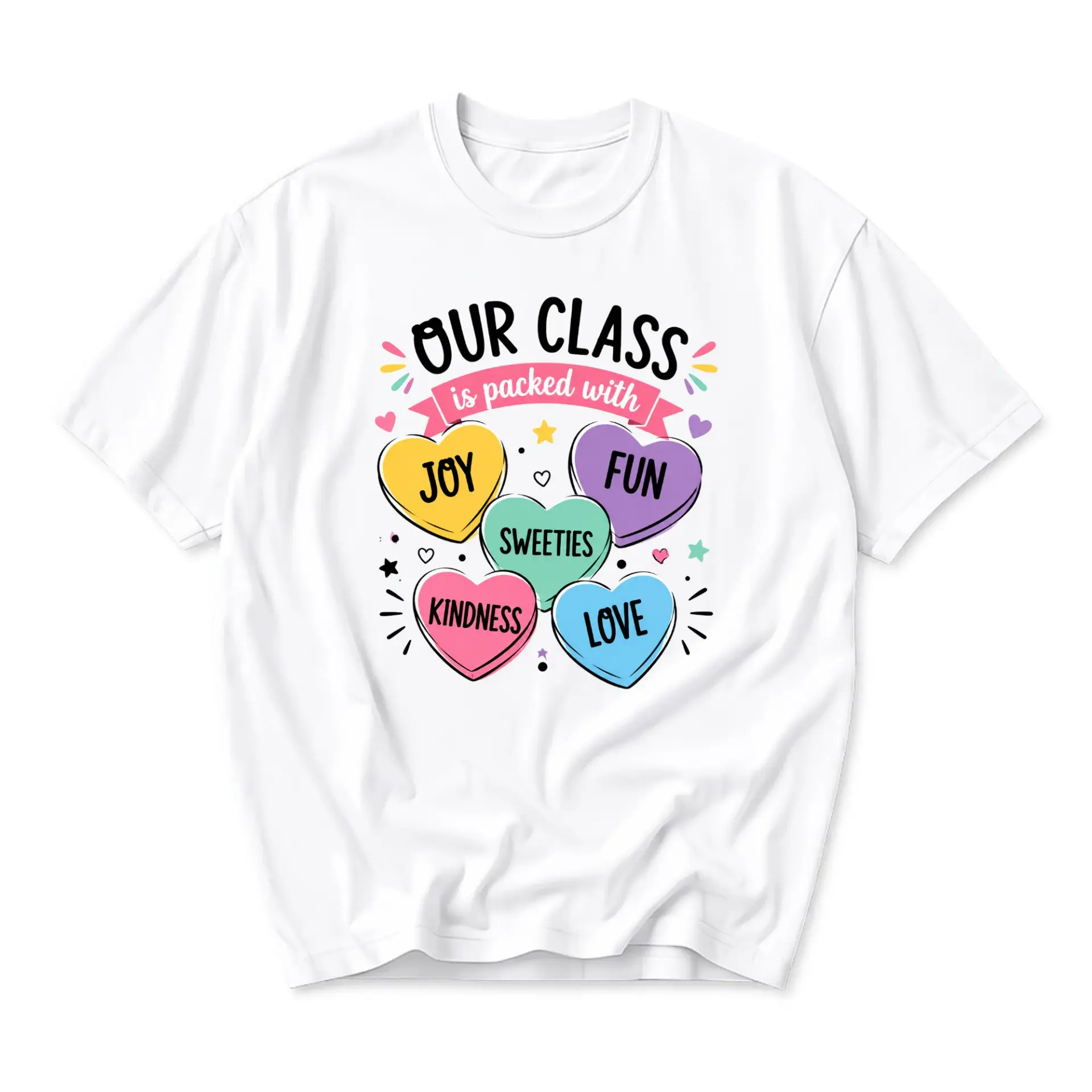 Graphic Tee Unisex Heart Candy Message Shirt Casual Everyday Apparel Soft Cotton Crew Neck Top for Comfort Enthusiasts