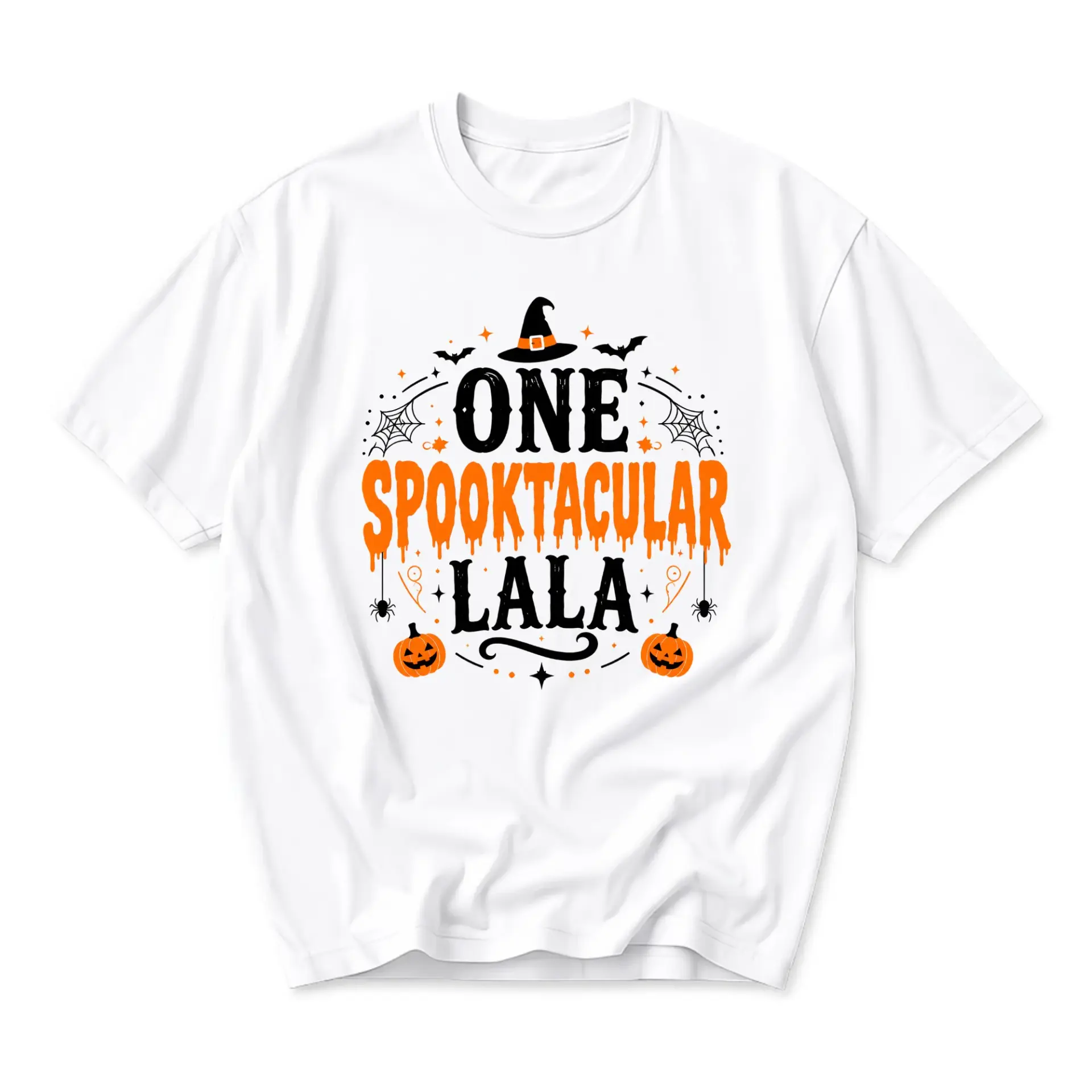 Graphic Tee One Spooktacular Lala Shirt Funny Halloween Theme Unisex Crew Neck Short Sleeve Casual Cotton Blend Top