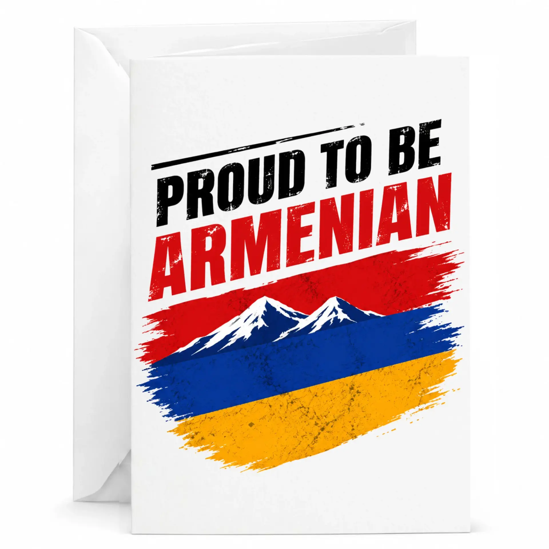 Proud to Be Armenian Flag and Mountain Greeting Card Cultural Heritage Stationery Note Card with Matching White Envelope
