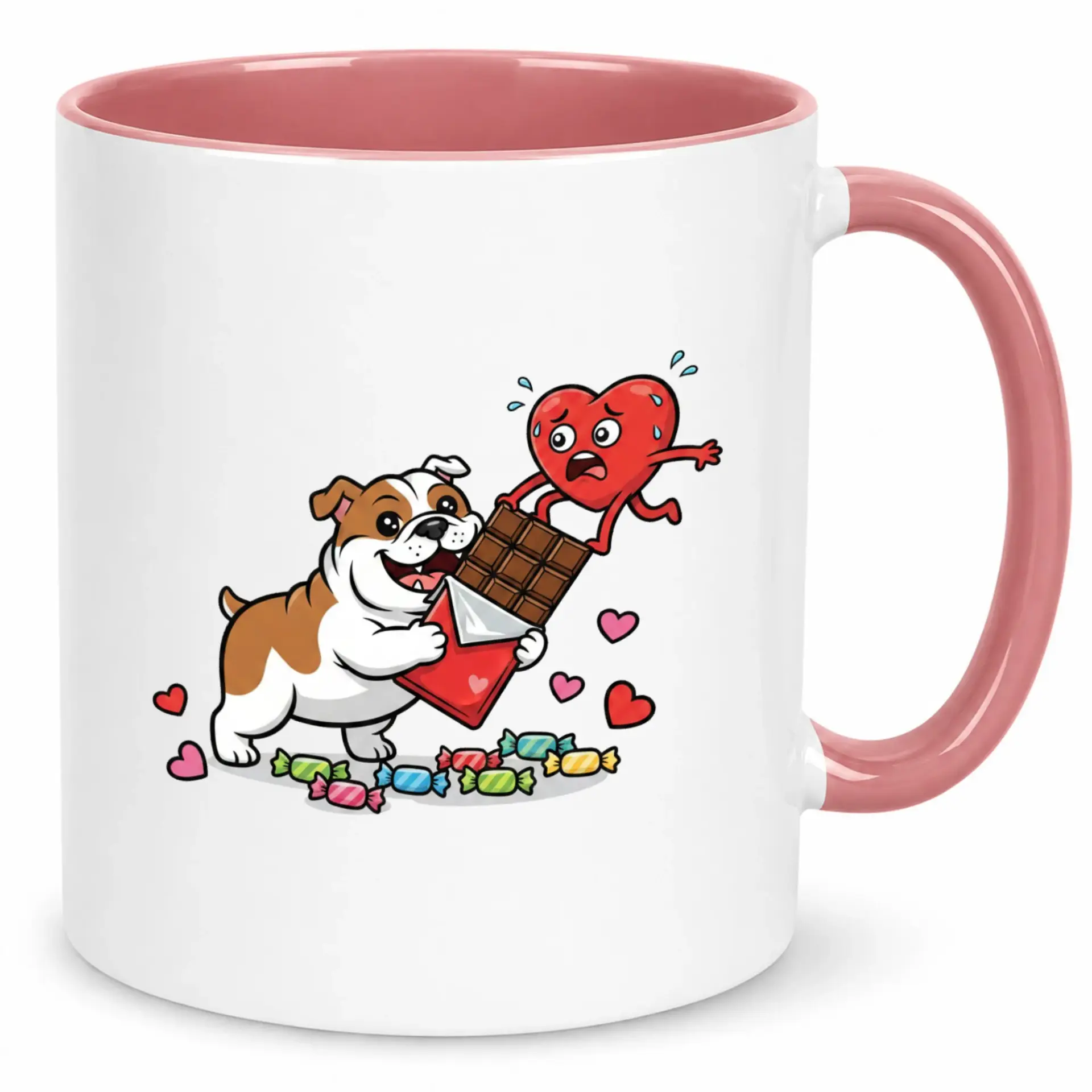 Funny Heart Chocolate Lover Ceramic Coffee Mug Gift for Dog Owners and Treat Enthusiasts Unique Beverage Cup with Adorable Design