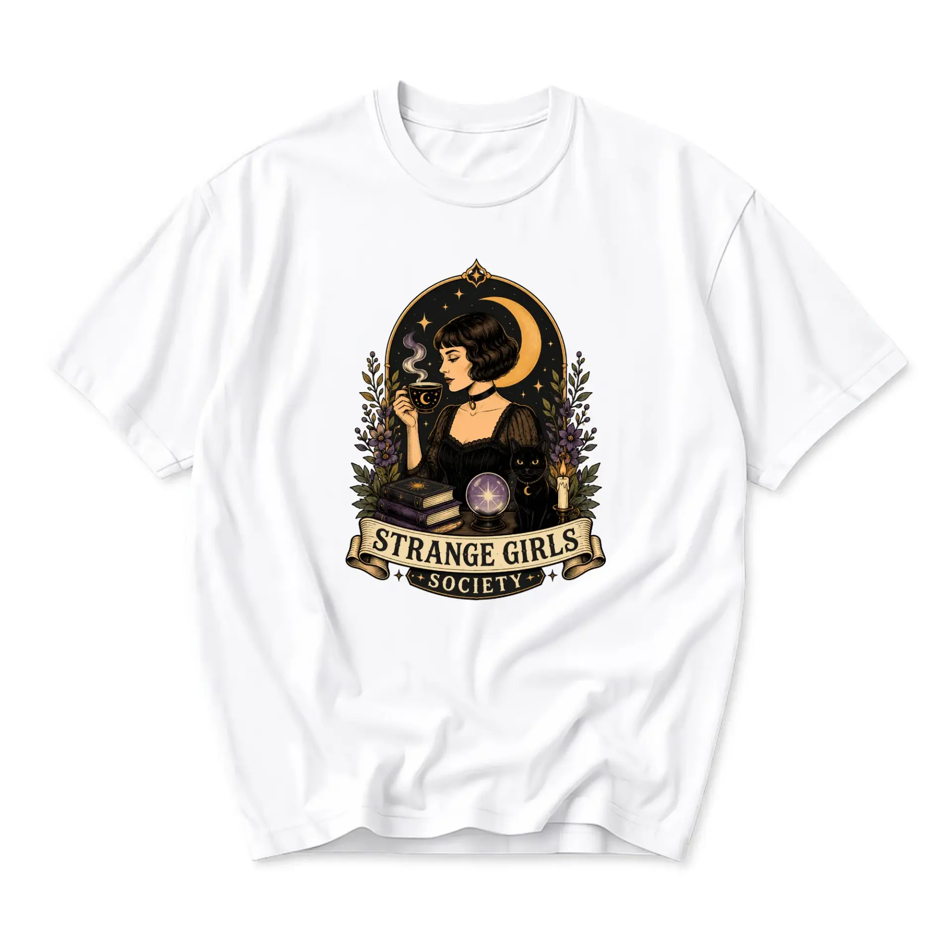 Graphic Tee Strange Girls Society Print Unisex Short Sleeve Cotton Crew Neck Everyday Casual Wear Clothing