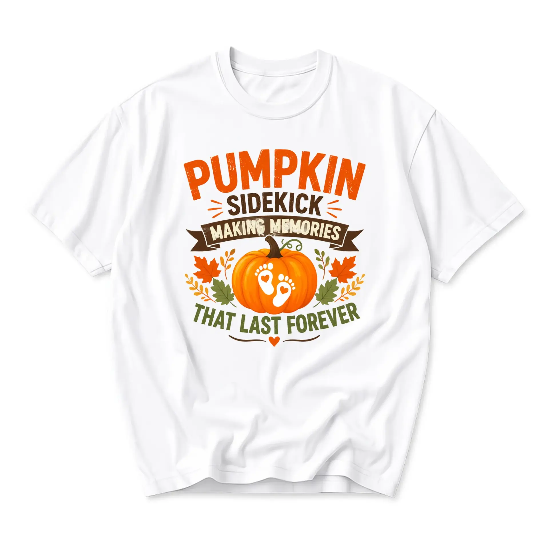 Graphic Tee Pumpkin Sidekick Making Memories That Last Forever Unisex Casual Fall Autumn Seasonal Graphic Print T-Shirt
