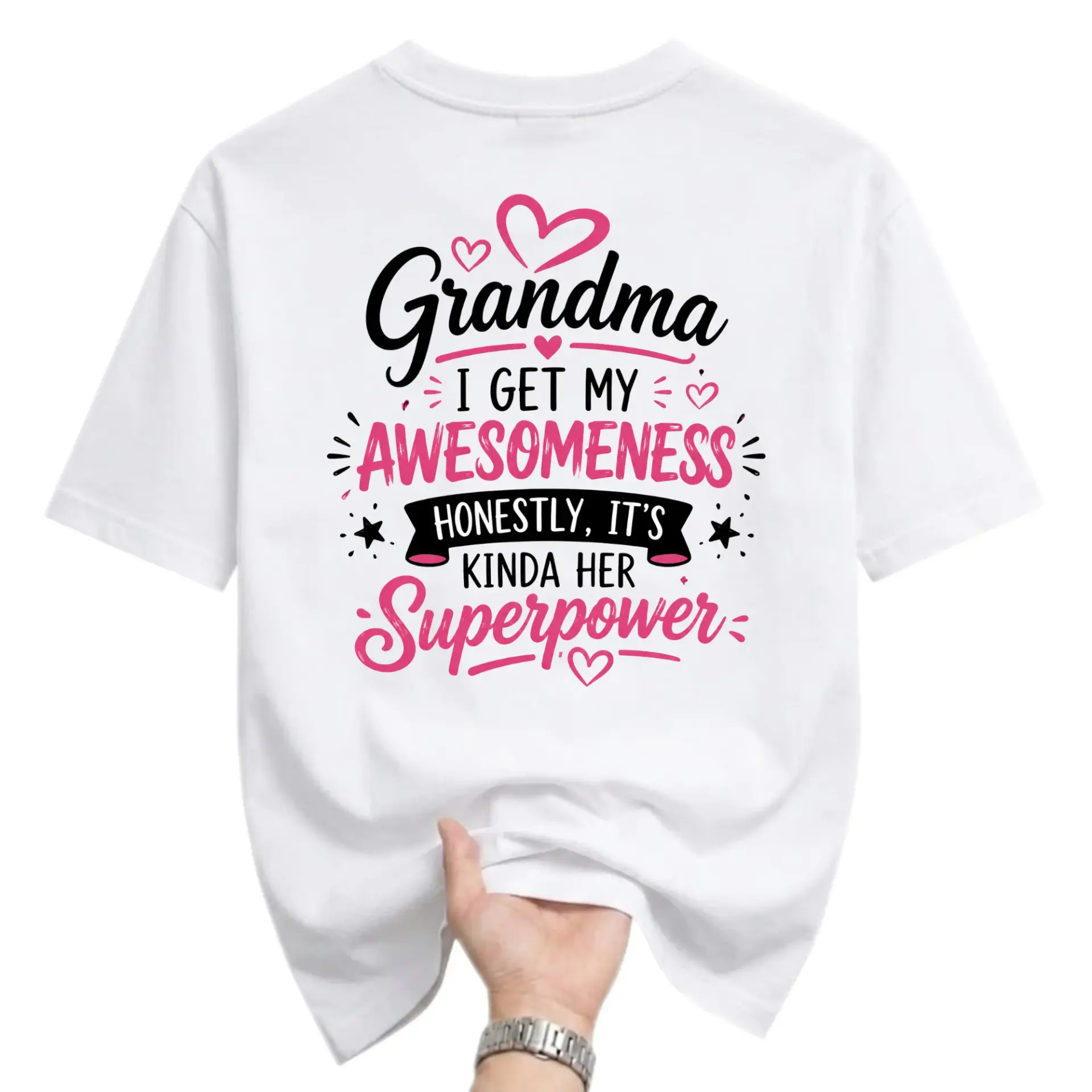 Funny Shirt Grandma I Get My Awesomeness Honestly Graphic Tee Gift for Grandmother Family Celebration Casual Apparel