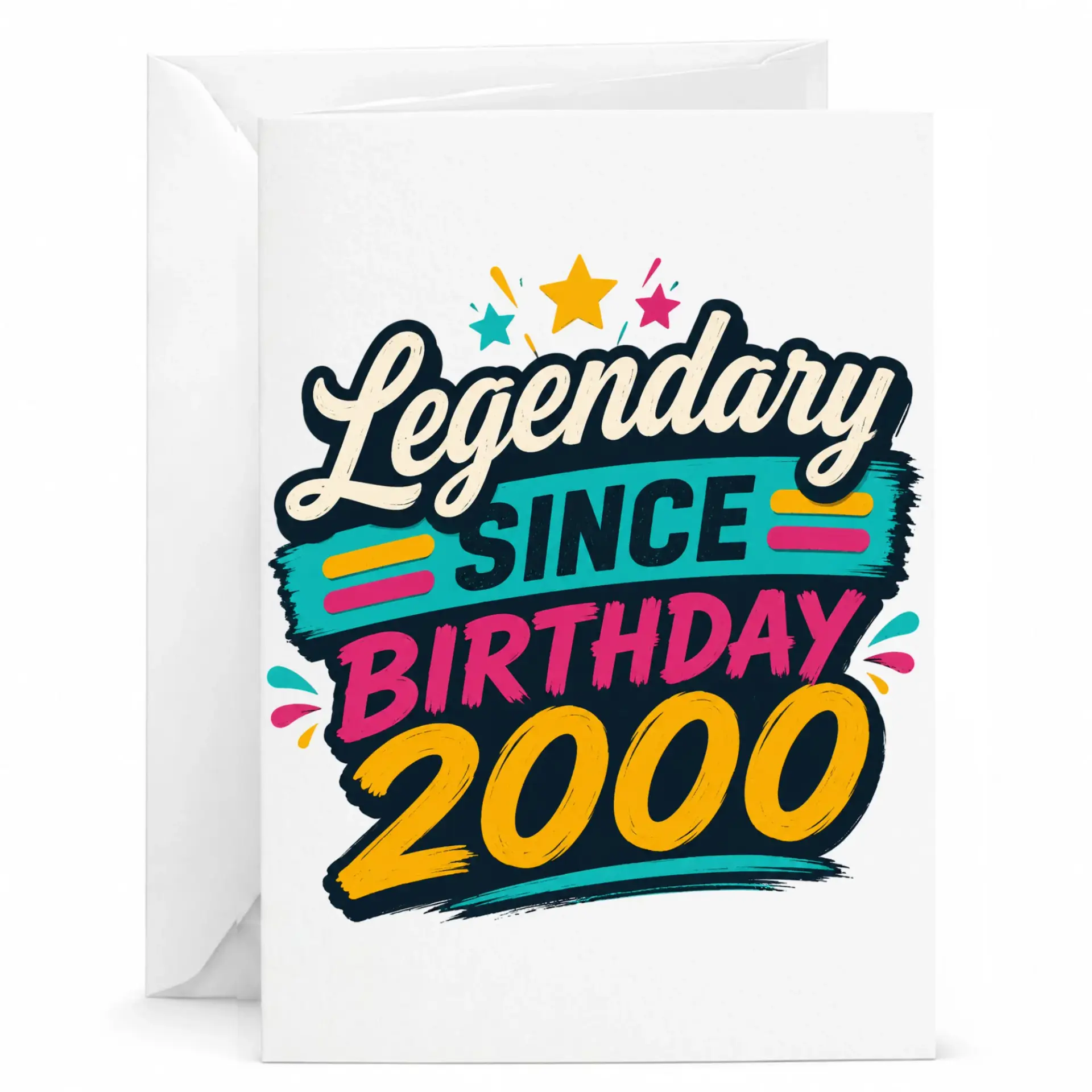 Birthday Card Legendary Since 2000 Vintage Style Greeting Card for Milestone Celebrations with Matching White Envelope