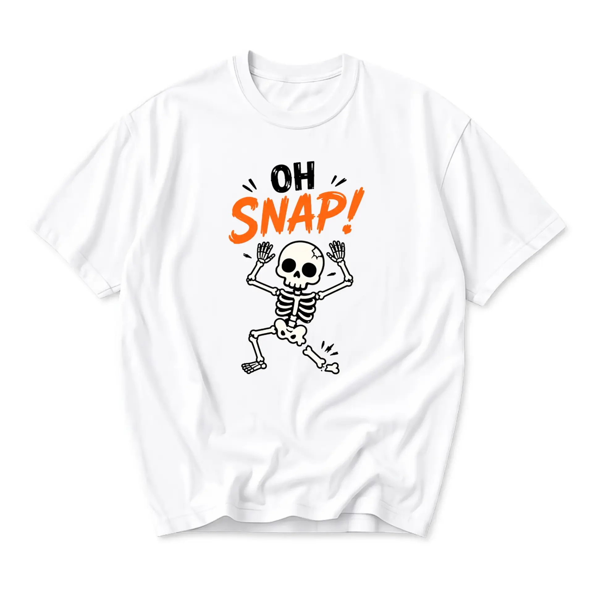 Funny Shirt Oh Snap Skeleton Graphic Tee Casual Unisex Crew Neck Top Preshrunk Cotton Blend Everyday Apparel