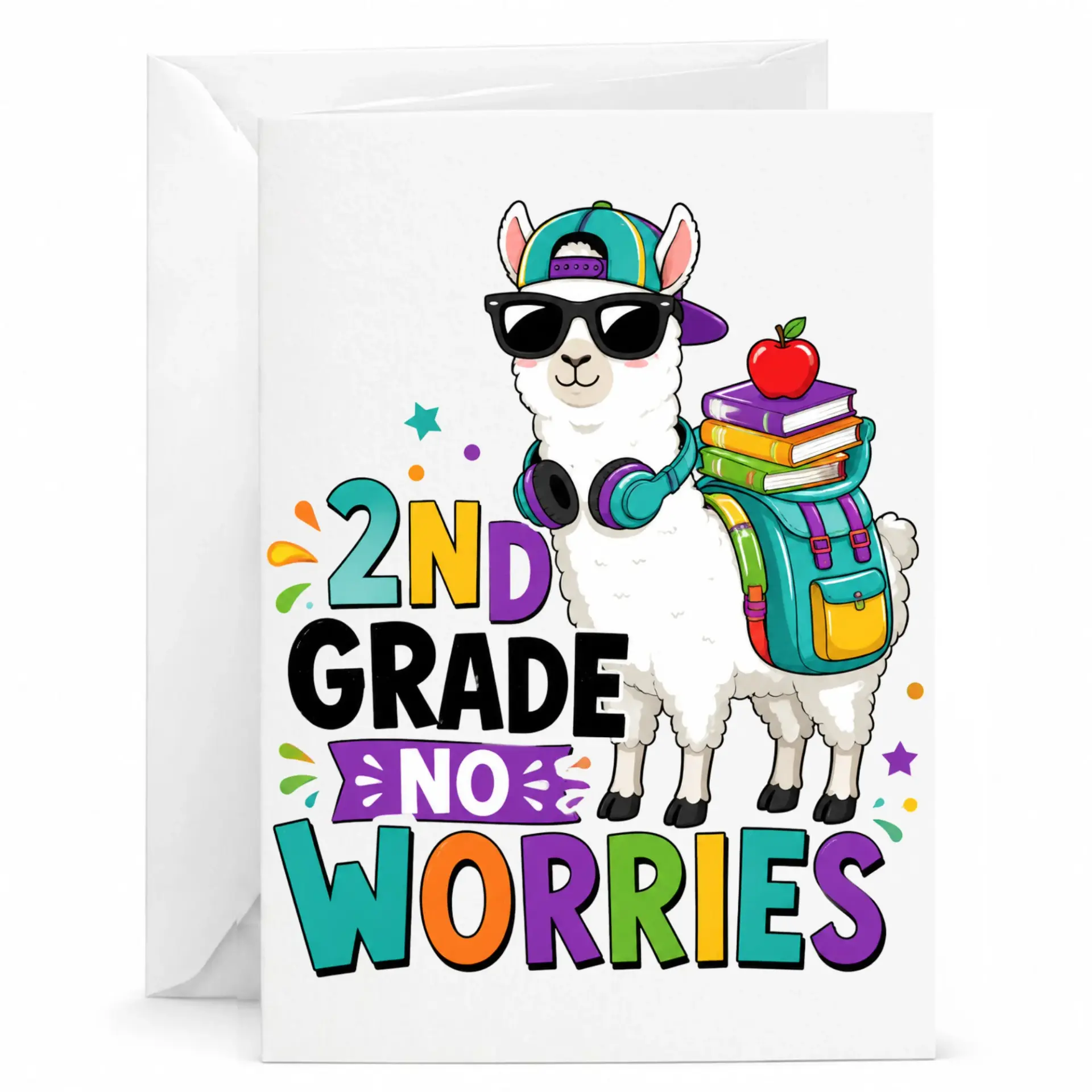 Funny Greeting Card Featuring a Cool Llama Wearing Sunglasses and Headphones with a for Academic Celebrations