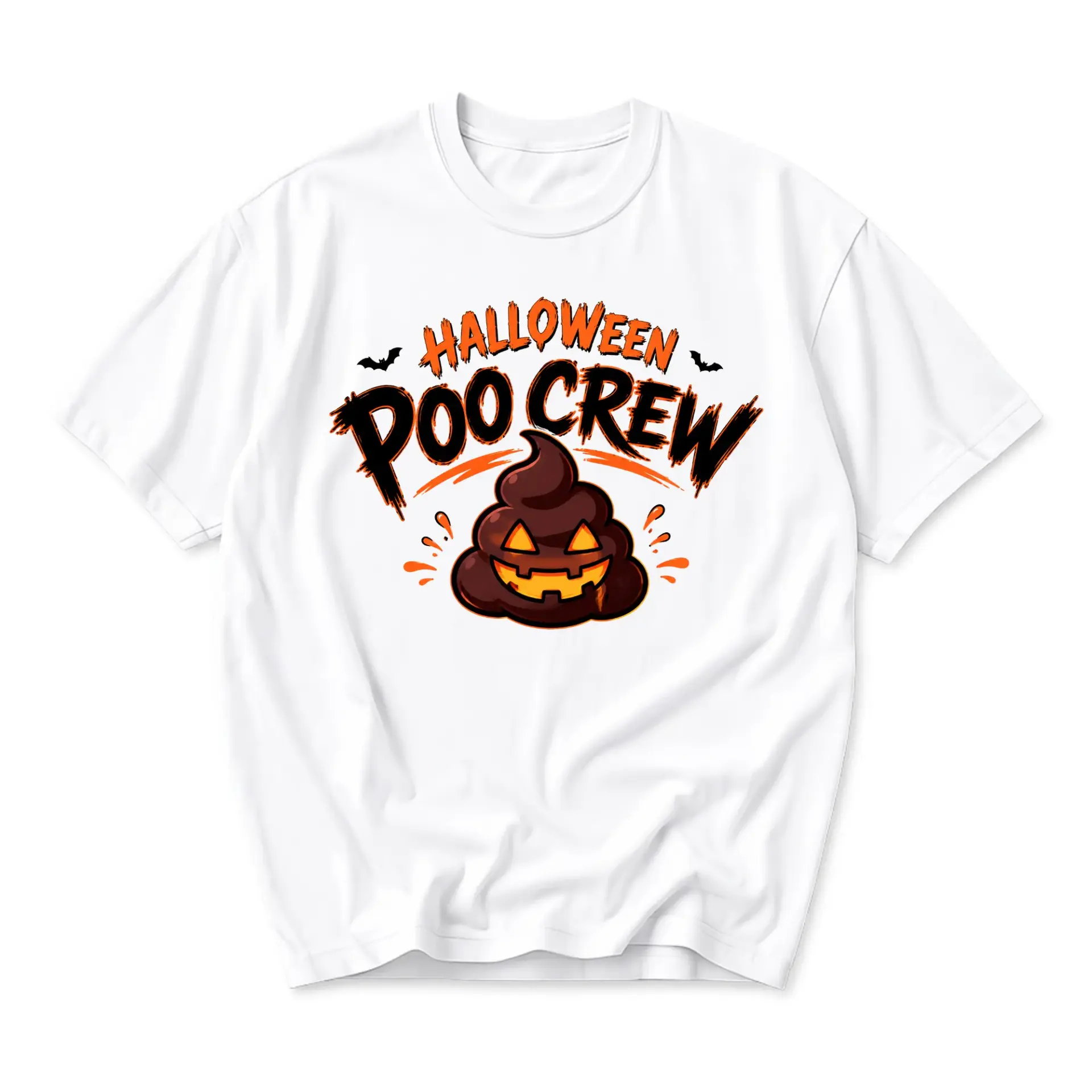 Funny Shirt Halloween Poo Crew Graphic Tee Unisex Short Sleeve Cotton Blend Casual Fall Apparel Humorous Gift Top