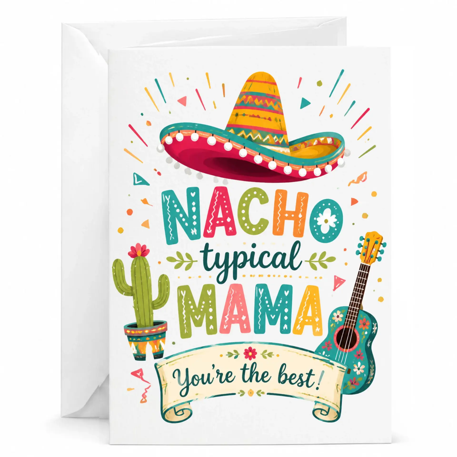 Funny Greeting Card Nacho Typical Mama Best Ever Pun Theme for Mothers Day Birthday Anniversary and Appreciation Occasions