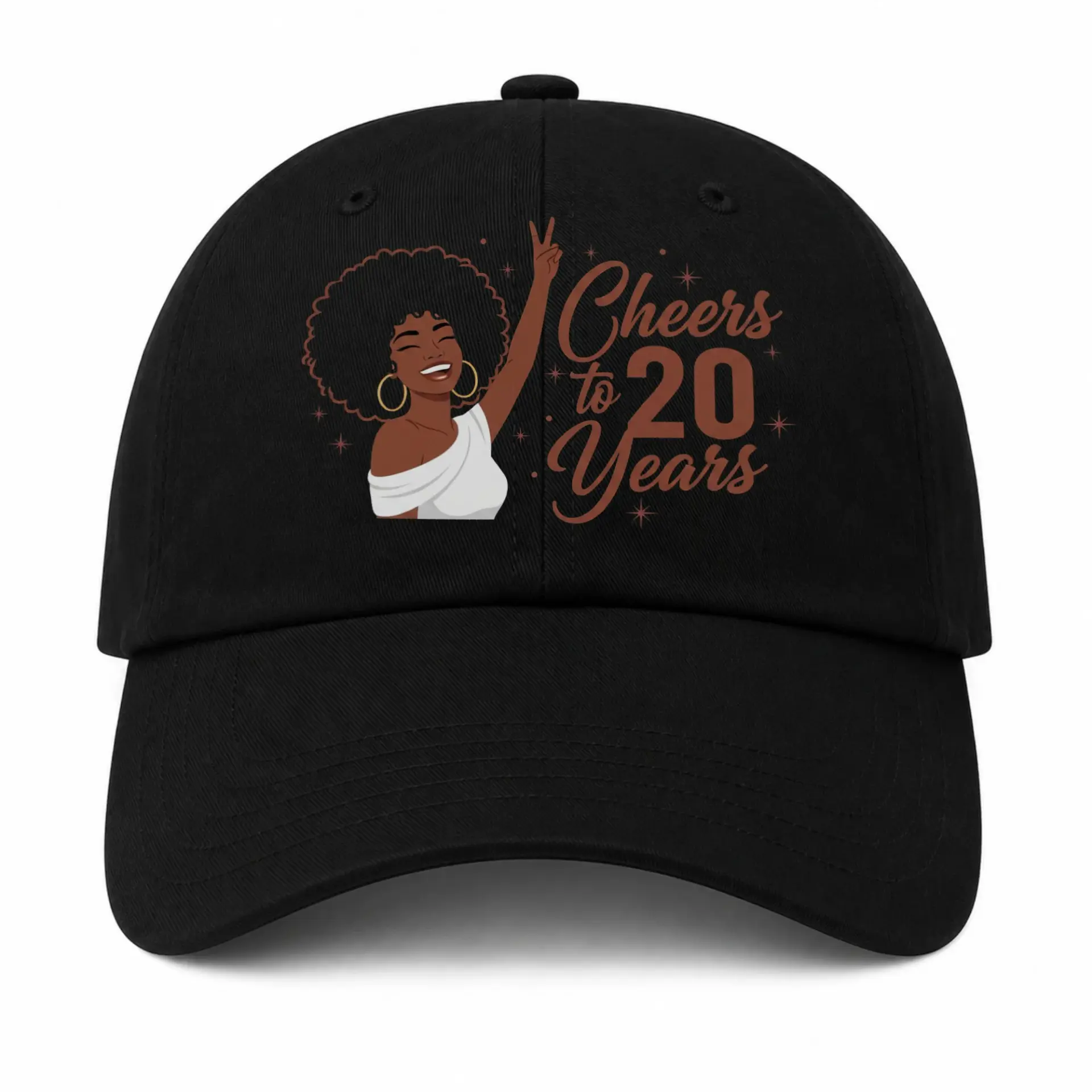 Baseball Cap Cheers to Twenty Years Graphic Embroidered Hat Accessory