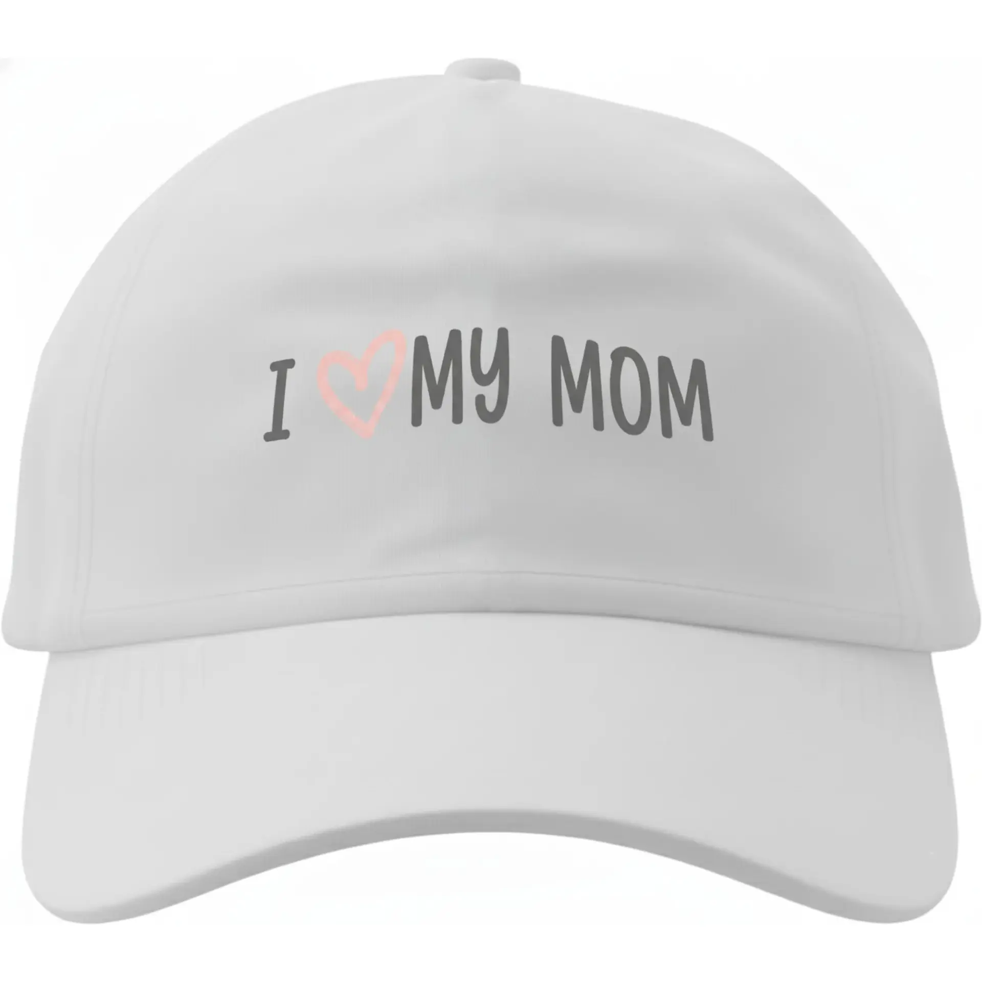 Baseball Cap I Heart My Mom Graphic Print Hat Adjustable Cotton Blend Low Profile Dad Hat for Casual Everyday Wear White