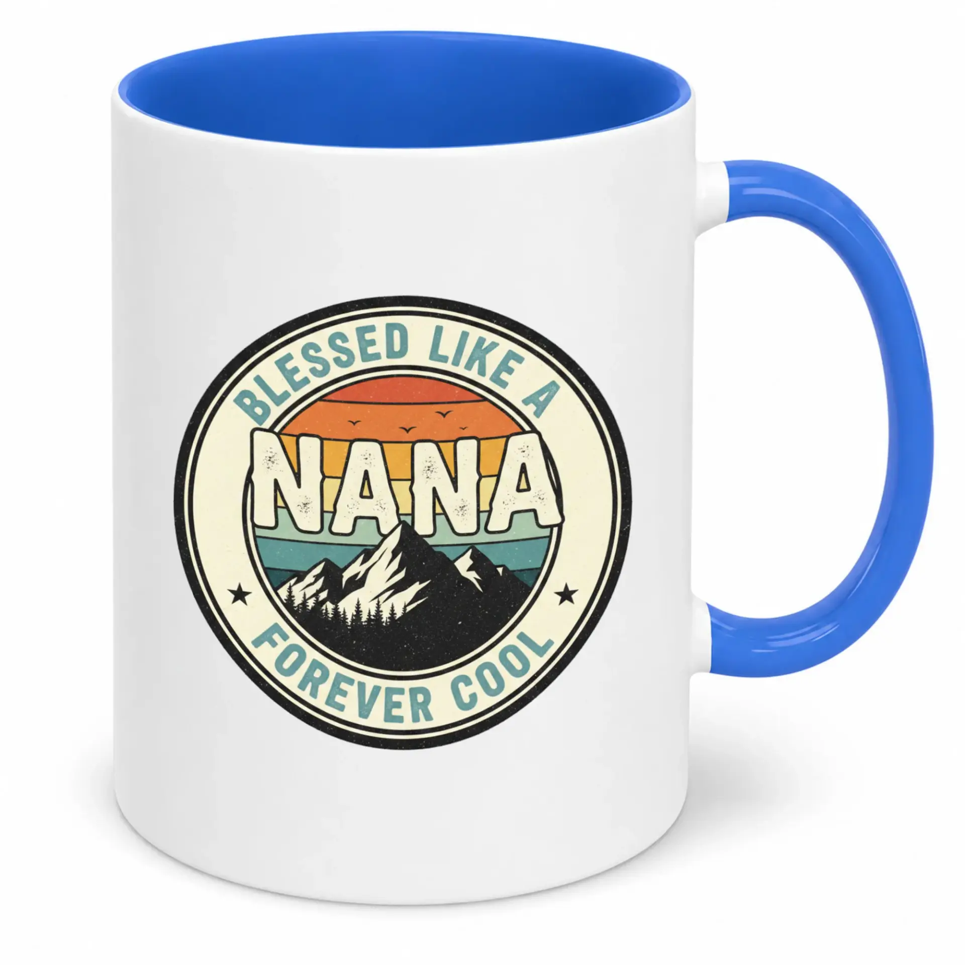 Coffee Mug for Grandmothers Blessed Like a Nana Forever Cool Mountain Design Ceramic Drinkware 11 Oz or 15 Oz